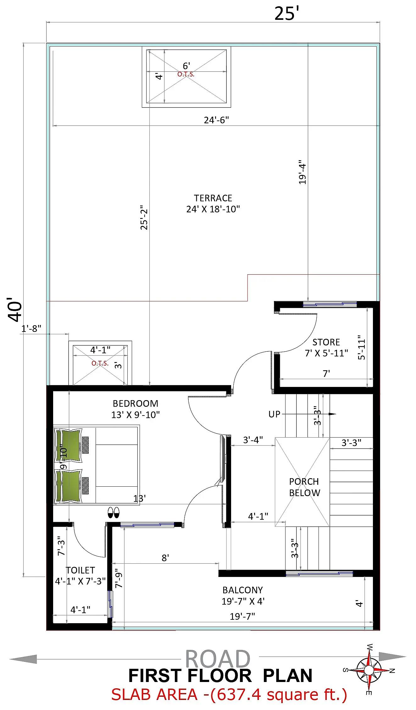 25X40 House plan- 1000 sqft Residential house design At Kota thumbnail 3 — Project ID 8413