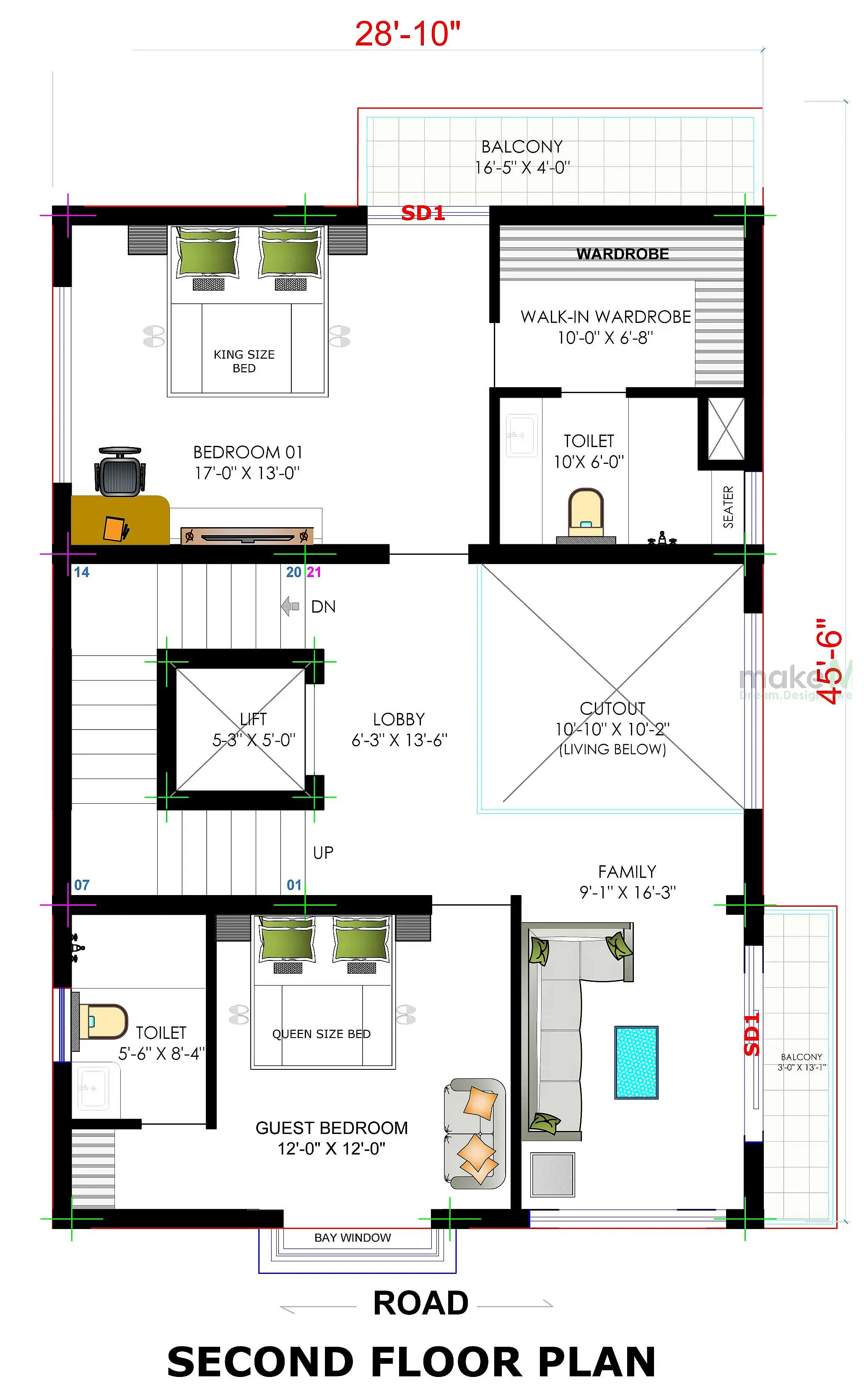 35X47 House plan- 1645 sqft Residential house design At Chennai thumbnail 5 — Project ID 8414
