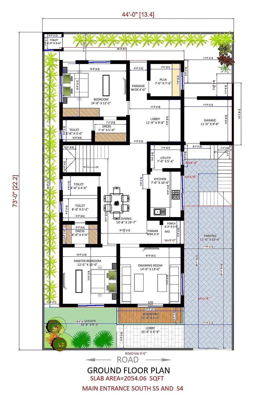 44X73 Residential House with Rental House plan- 3212 sqft Residential house design At Dehradun thumbnail 2 — Project ID 8415