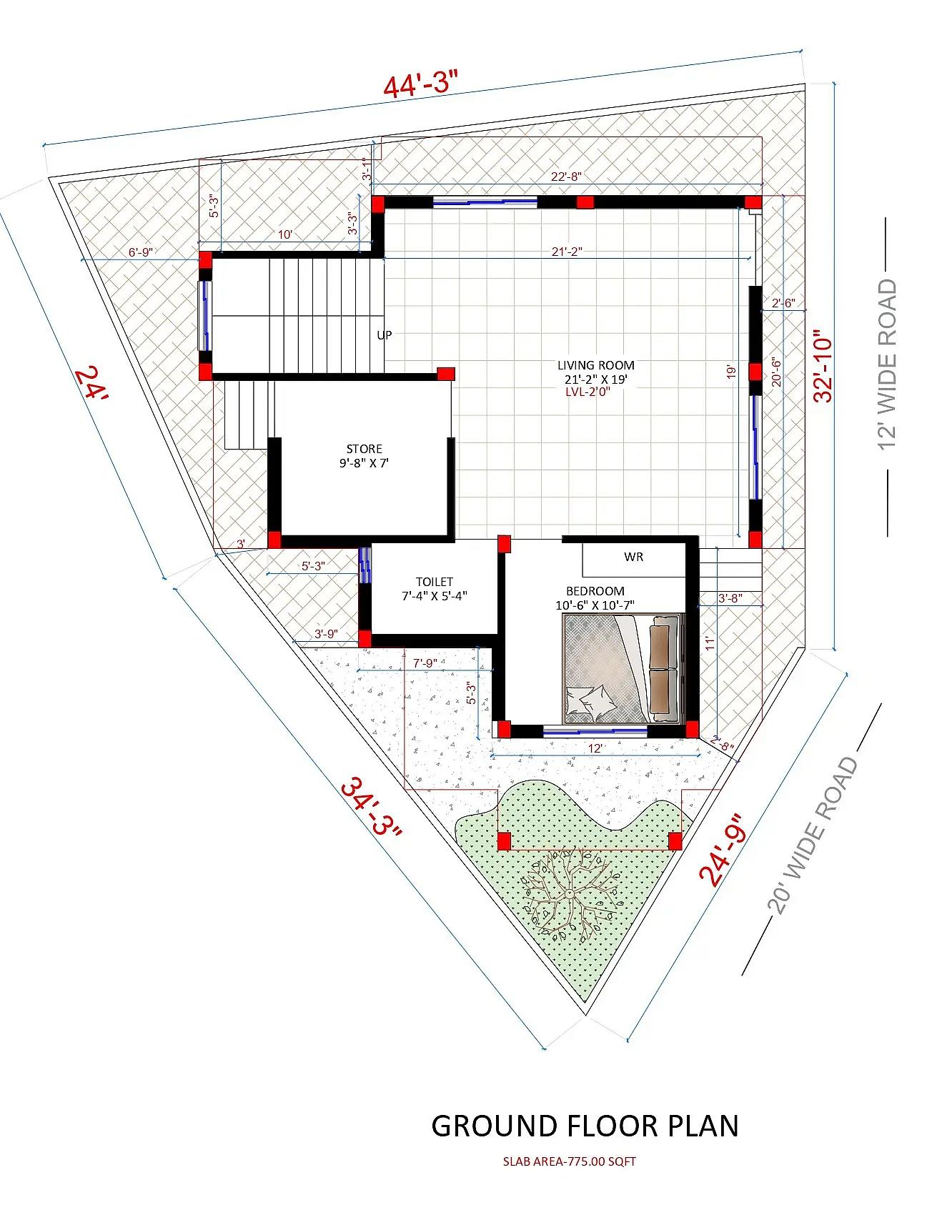 44X55 House plan- 2420 sqft Residential house design At kolkata thumbnail 2 — Project ID 8418