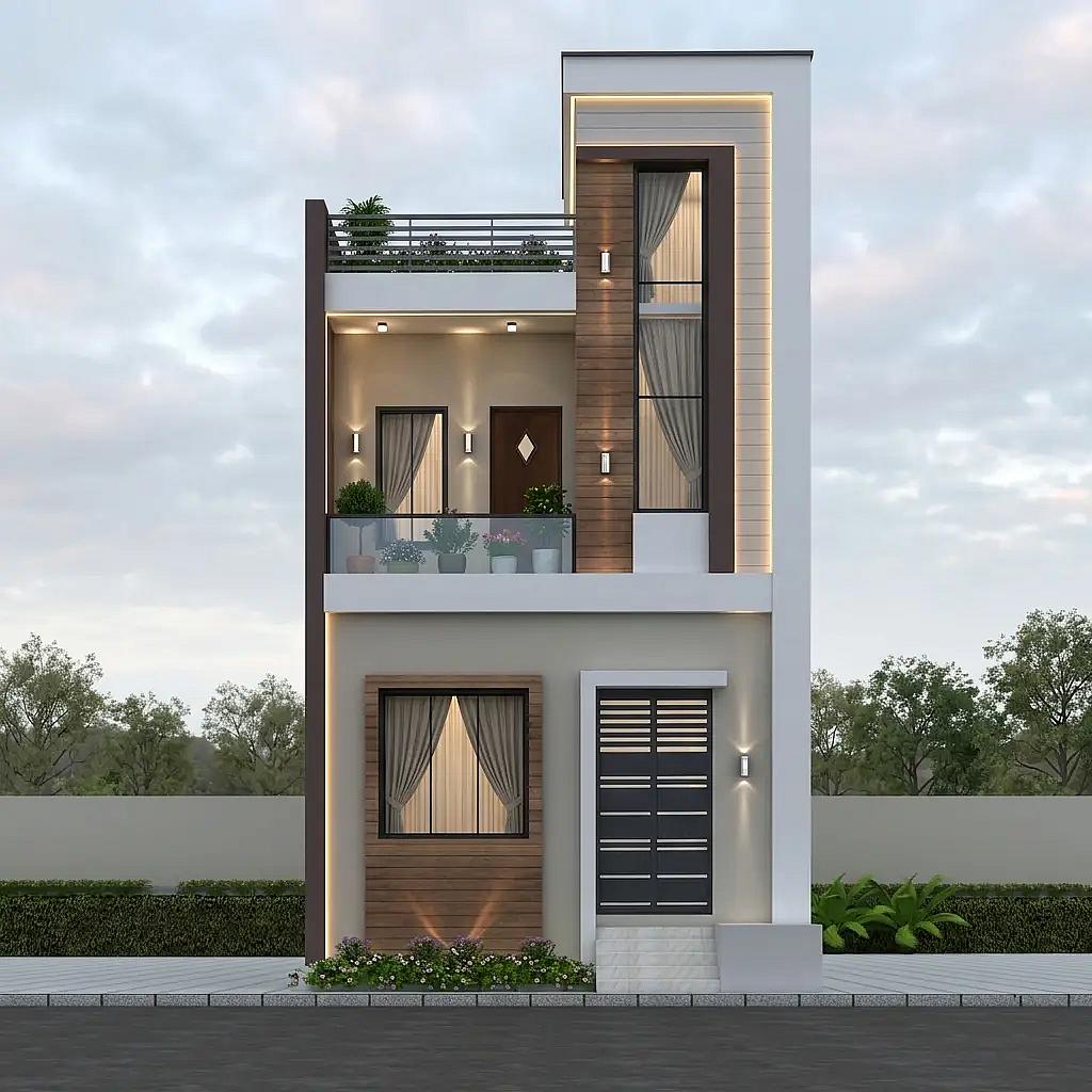 20X50 House plan- 1000 sqft Residential house design At Nizamabad [TS] front elevation, 20x50 ft plot, north west facing, G+1, Nizamabad