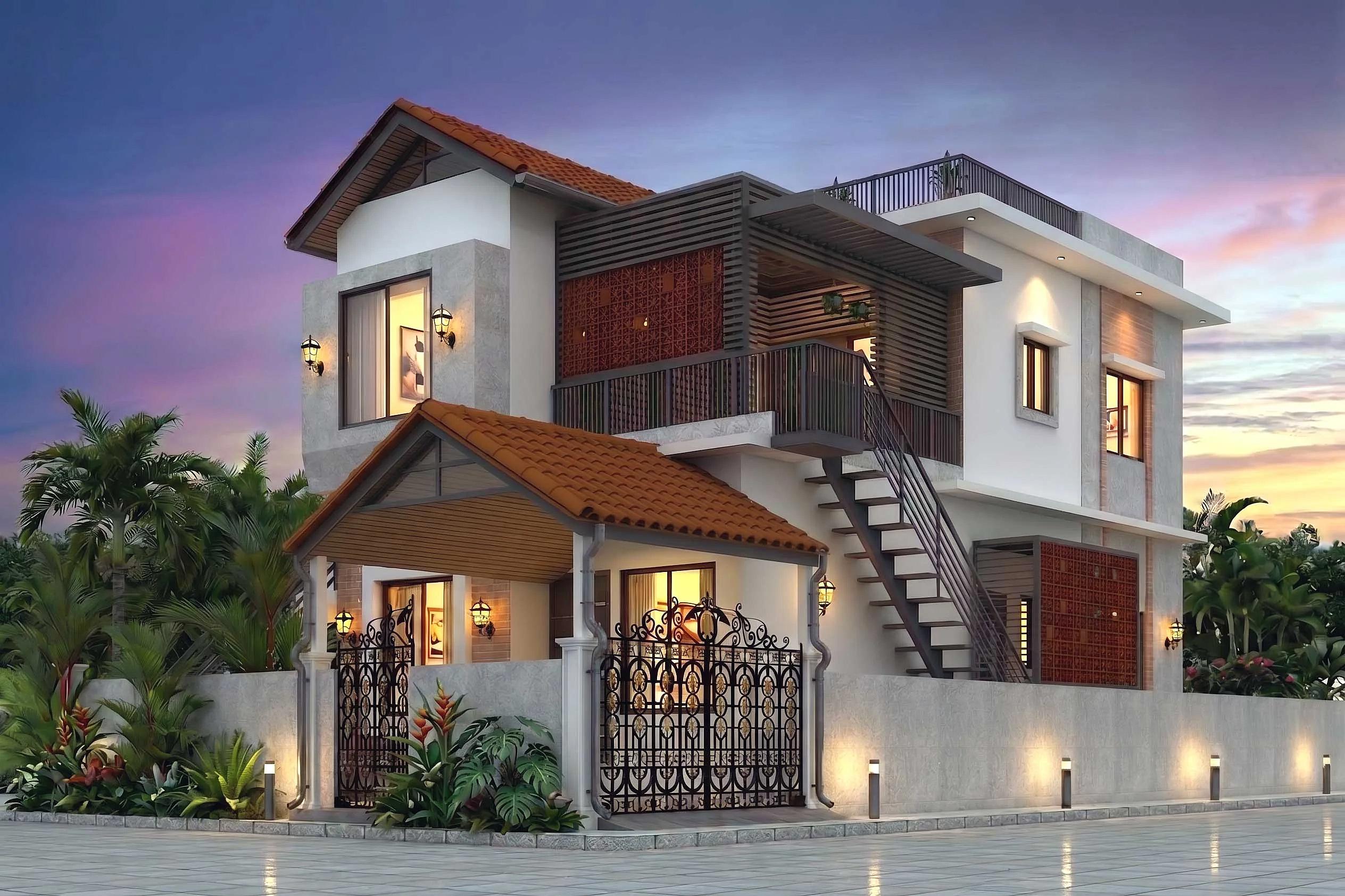 30X111 House plan- 3330 sqft Residential house design At Hosanagara [KA] front elevation, 30x111 ft plot, north west facing, G+1, Hosanagara