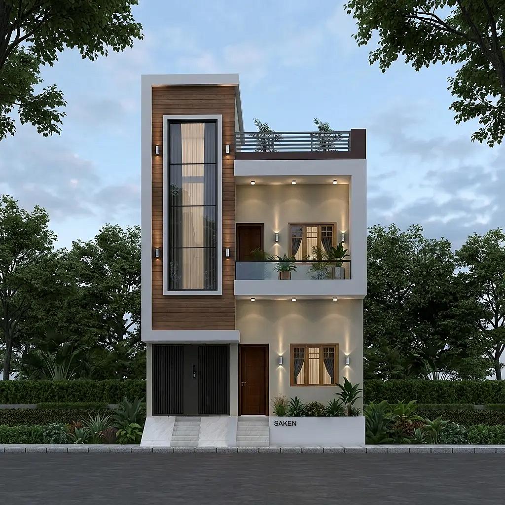 22X40 House plan- 880 sqft Residential house design At Ghaziabad [UP] front elevation, 22x40 ft plot, north west facing, G+1, Ghaziabad