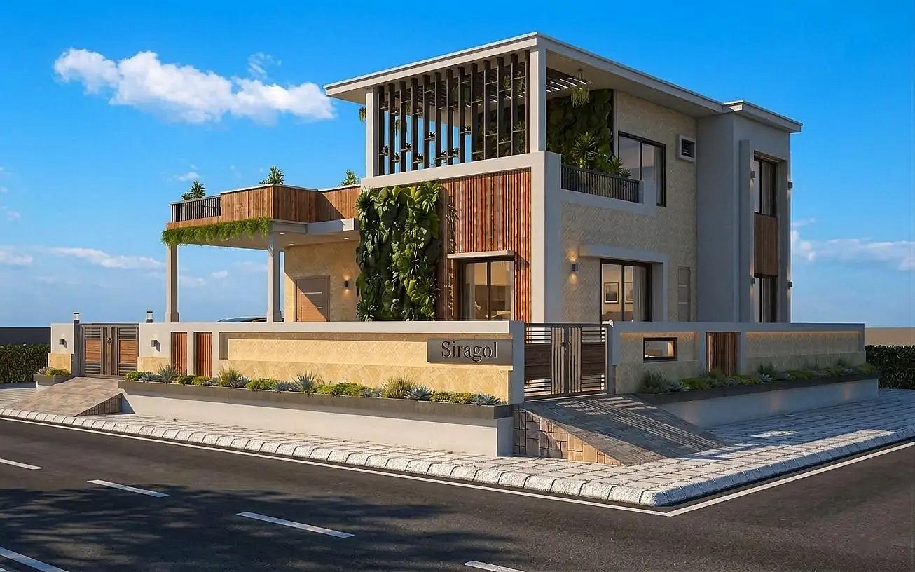 59X60 House plan- 3540 sqft Residential house design At Yadgiri [KA] front elevation, 59x60 ft plot, 3 BHK, north facing, G+1, Yadgiri