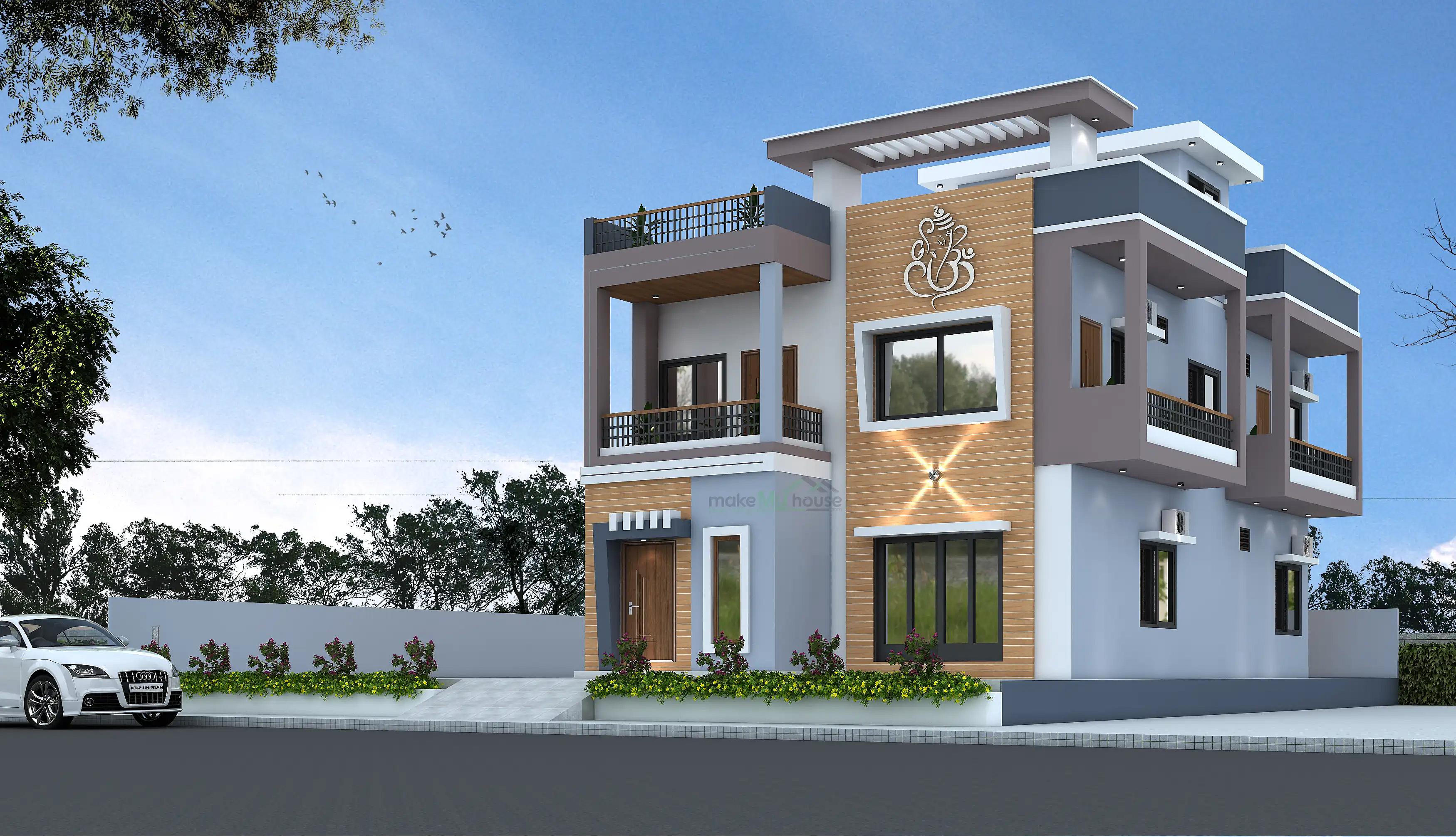60X65 House plan- 3900 sqft Residential house design At Chittoor [AP] front elevation, 60x65 ft plot, 3 BHK, north facing, G+1, Chittoor