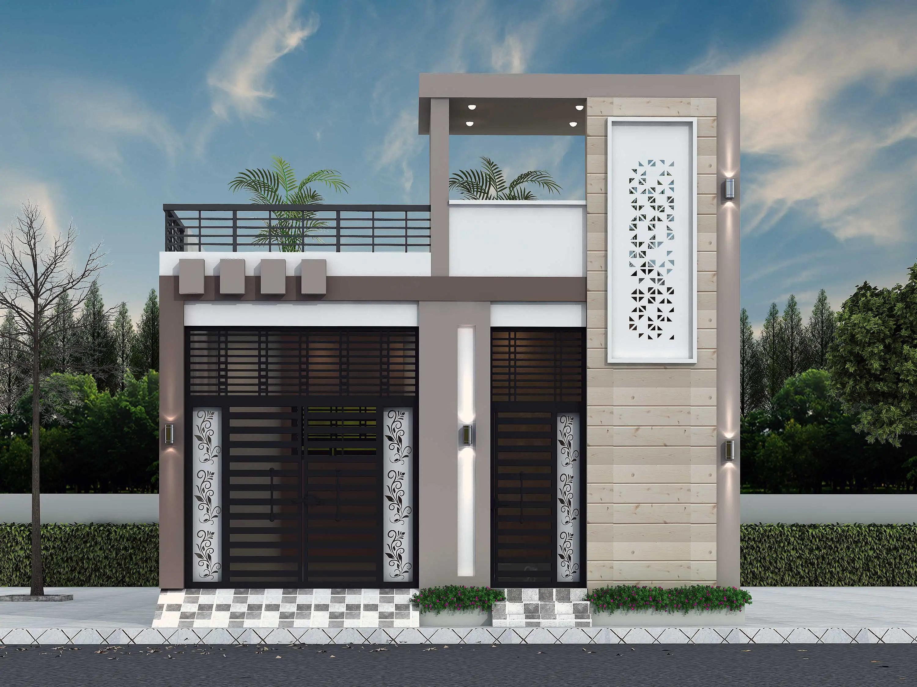 24X60 House plan- 1440 sqft Residential house design At Jalaun [UP] front elevation, 24x60 ft plot, 1 BHK, north east facing, single floor, Jalaun