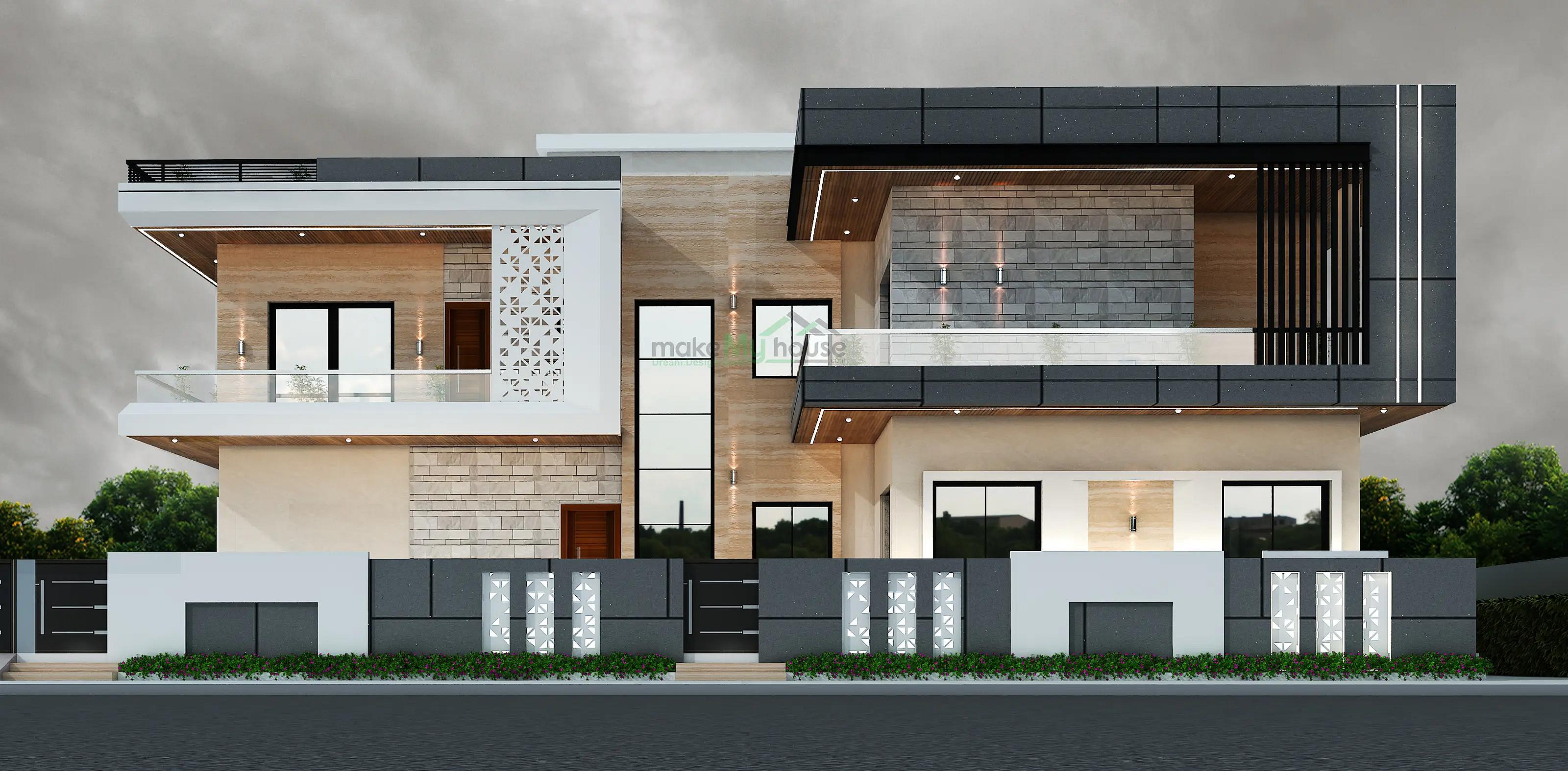 45X90 House plan- 4050 sqft Residential house design At Debai [UP] front elevation, 45x90 ft plot, 4 BHK, north east facing, G+1, Debai