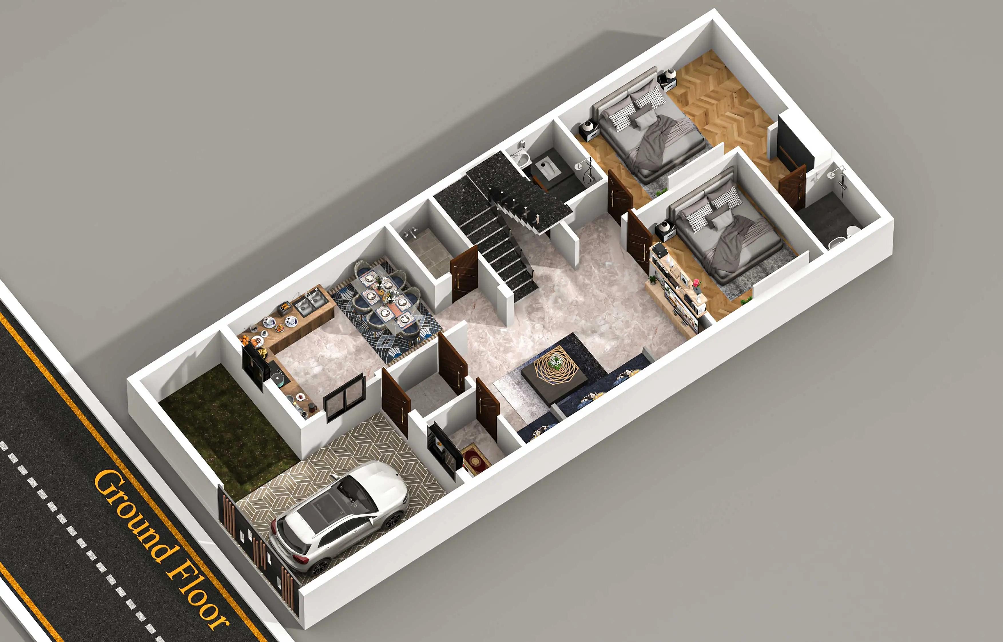 25X60 House plan- 1500 sqft Residential house design At Jhansi thumbnail 2 — Project ID 8486