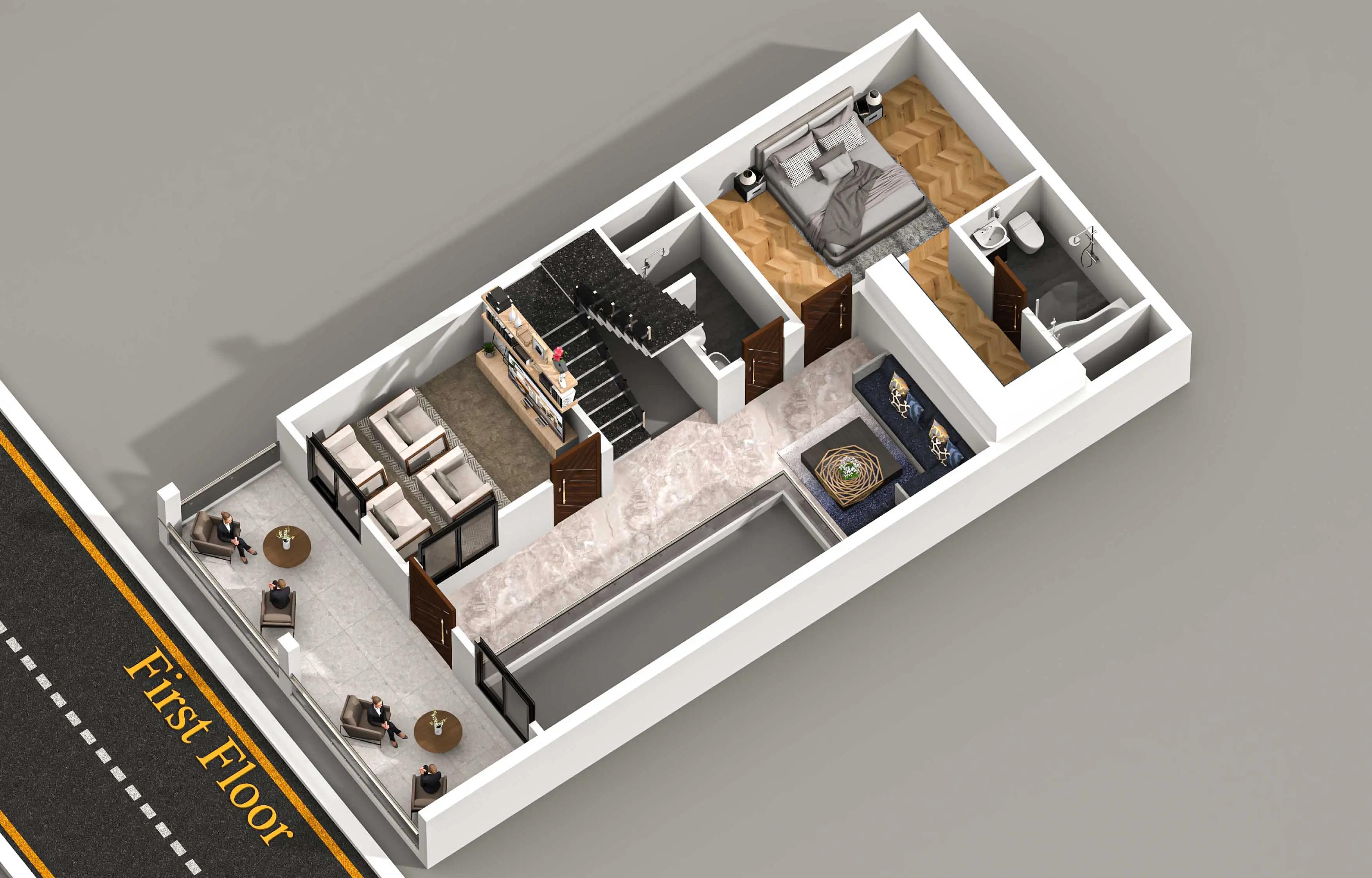 25X60 House plan- 1500 sqft Residential house design At Jhansi thumbnail 3 — Project ID 8486