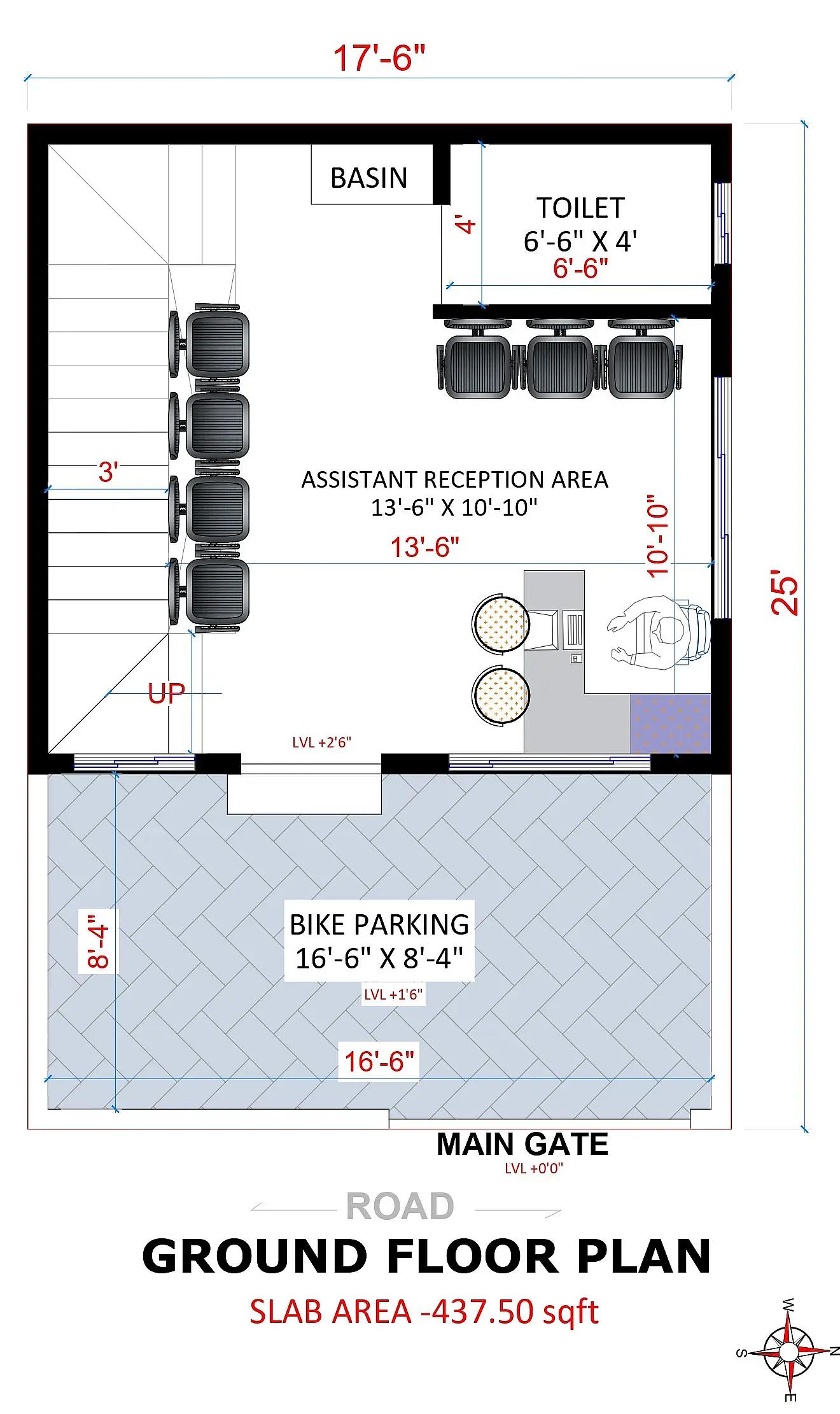 17X25 Office plan- 425 sqft Commercial house design At Bhandara thumbnail 2 — Project ID 8487