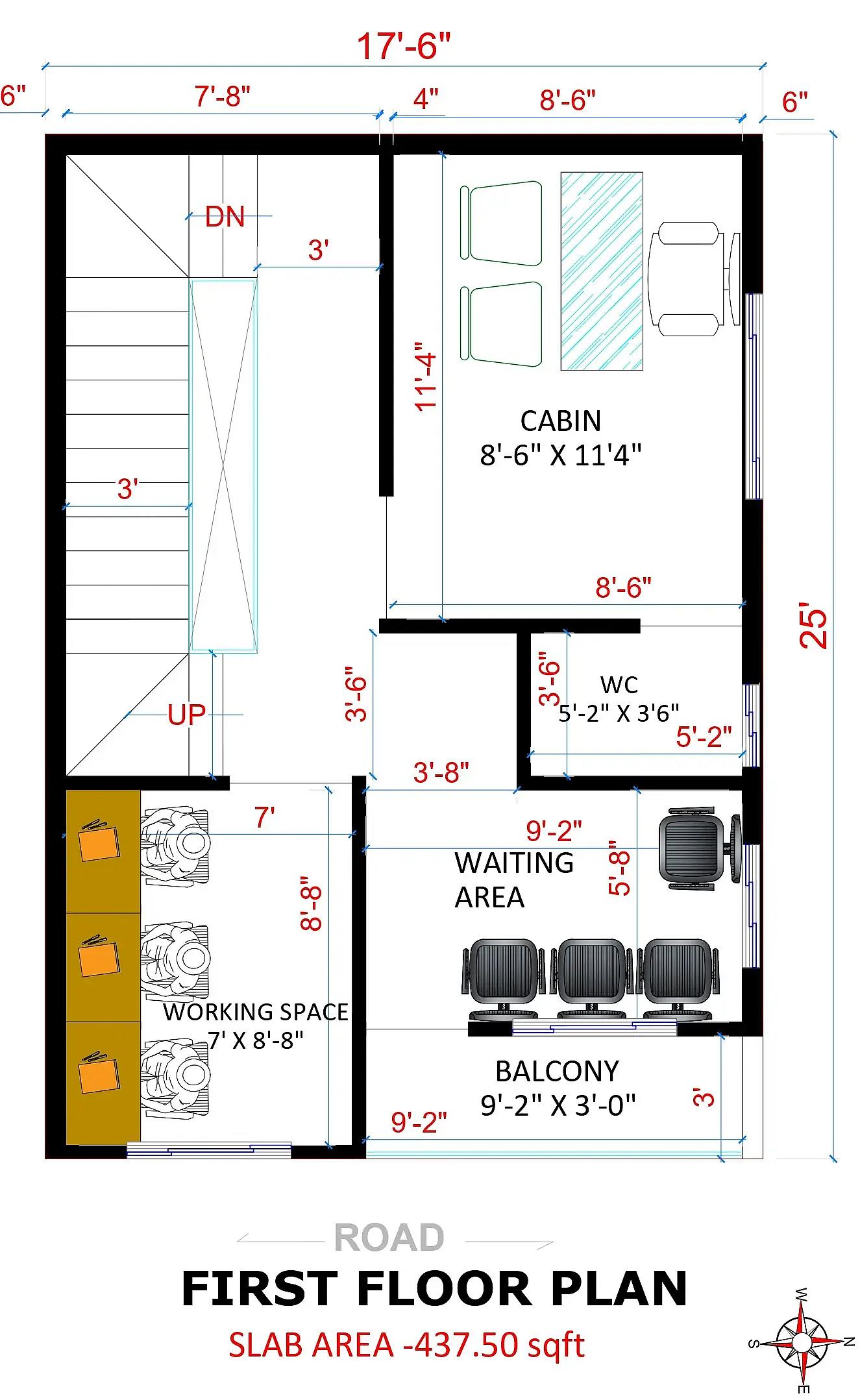 17X25 Office plan- 425 sqft Commercial house design At Bhandara thumbnail 3 — Project ID 8487