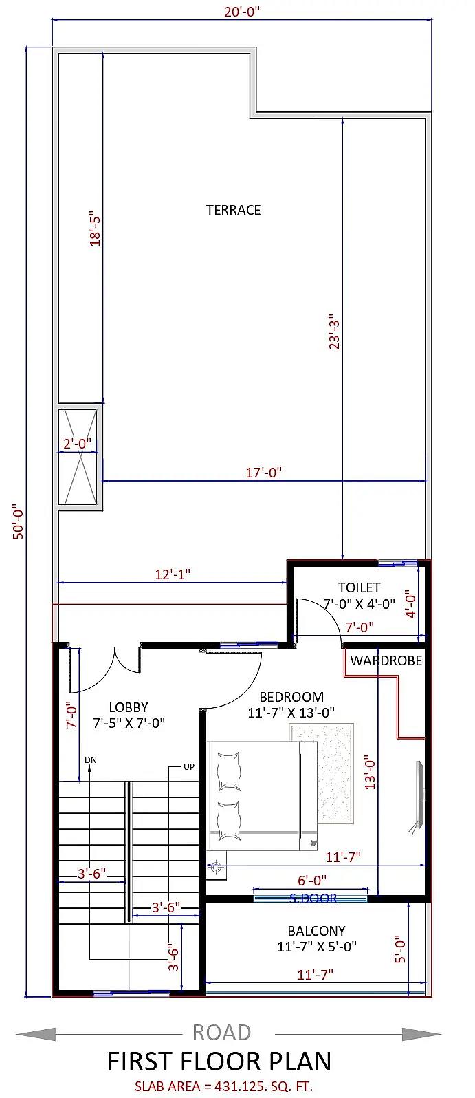 20X50 House plan- 1000 sqft Residential house design At Indore thumbnail 2 — Project ID 8499