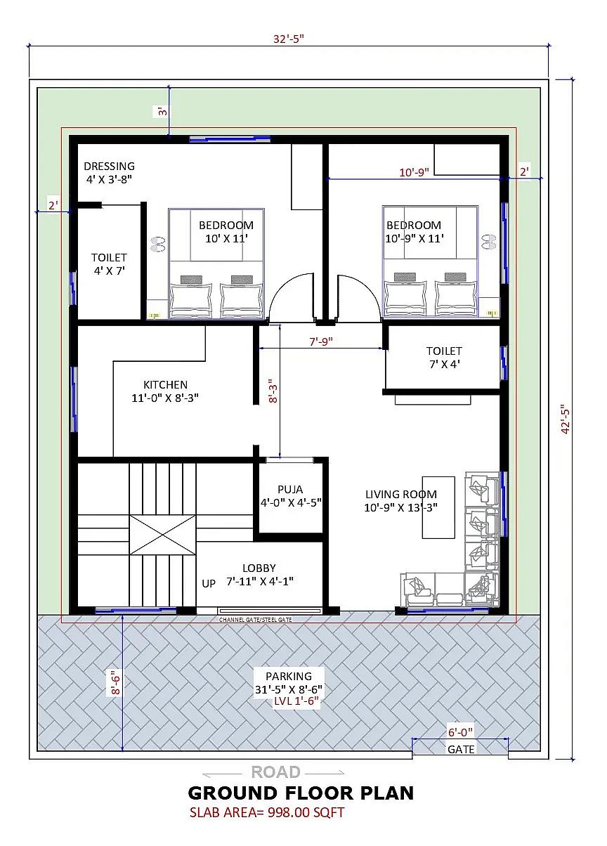 32X42 House plan- 1344 sqft Residential house design At Barshi thumbnail 2 — Project ID 8501