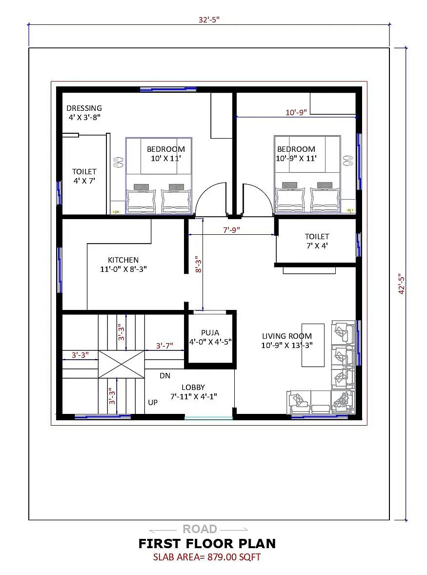 32X42 House plan- 1344 sqft Residential house design At Barshi thumbnail 3 — Project ID 8501