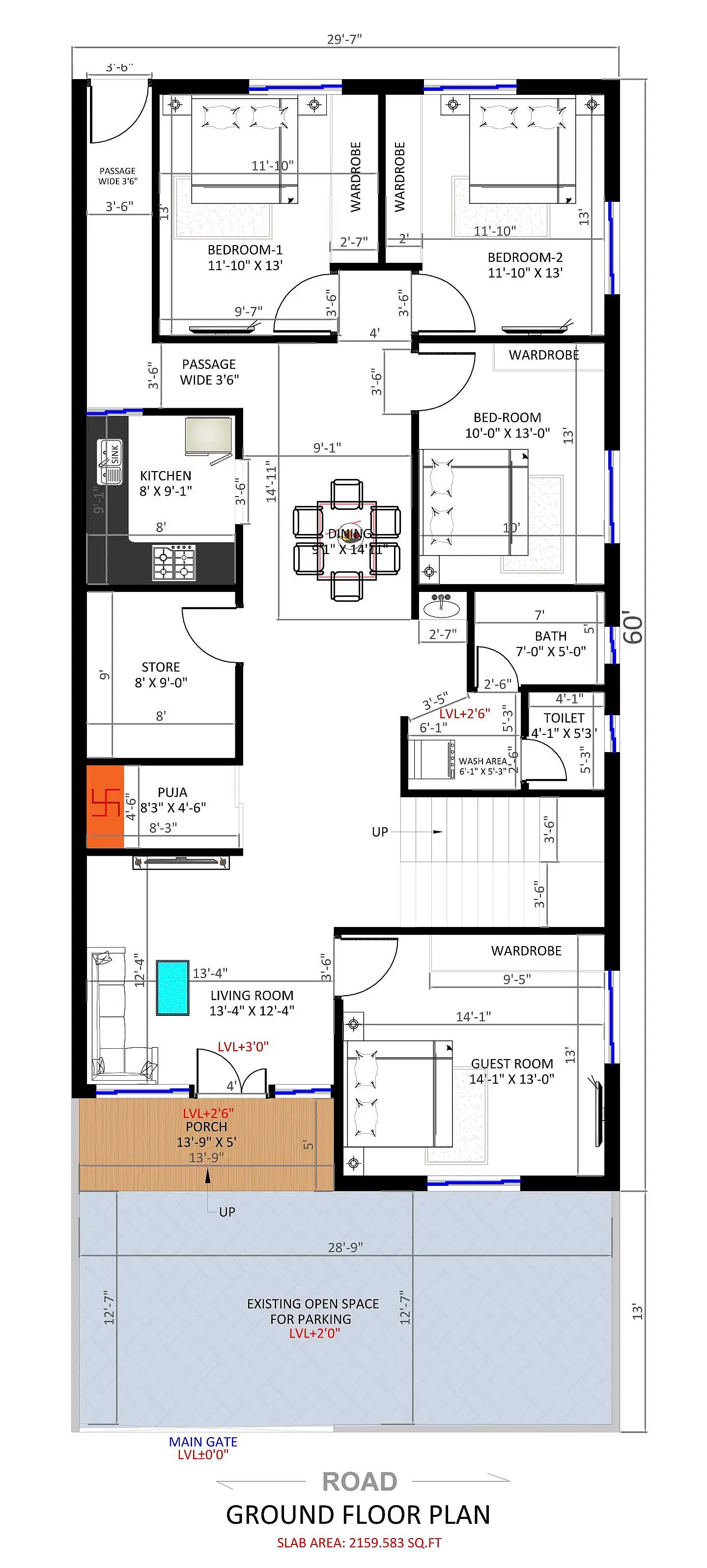 20X30 House plan- 600 sqft Residential house design At Garhwa thumbnail 3 — Project ID 8504