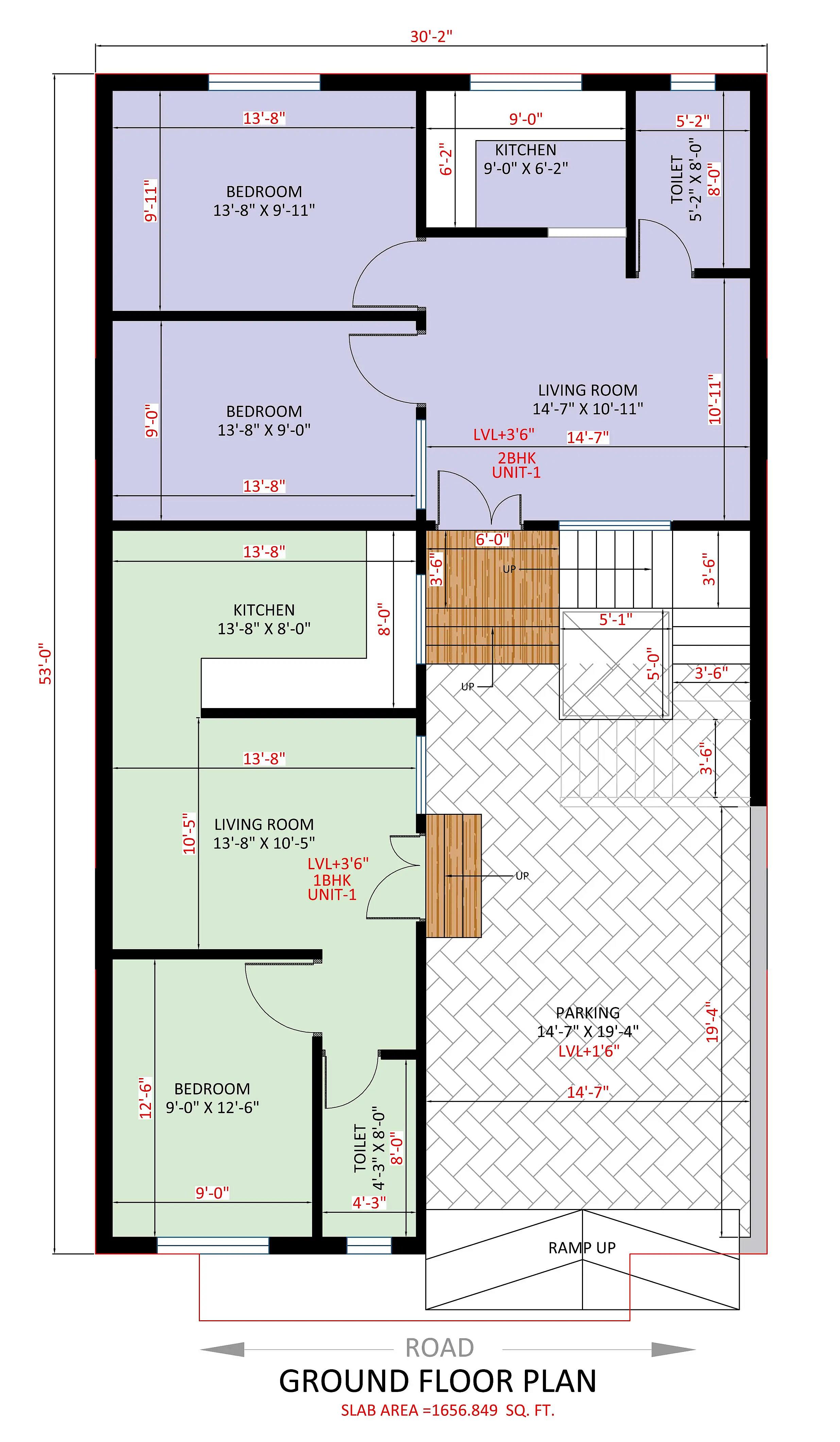 30X53 Apartment plan- 1590 sqft Residential Cum Commercial house design At Bijnor thumbnail 2 — Project ID 8505