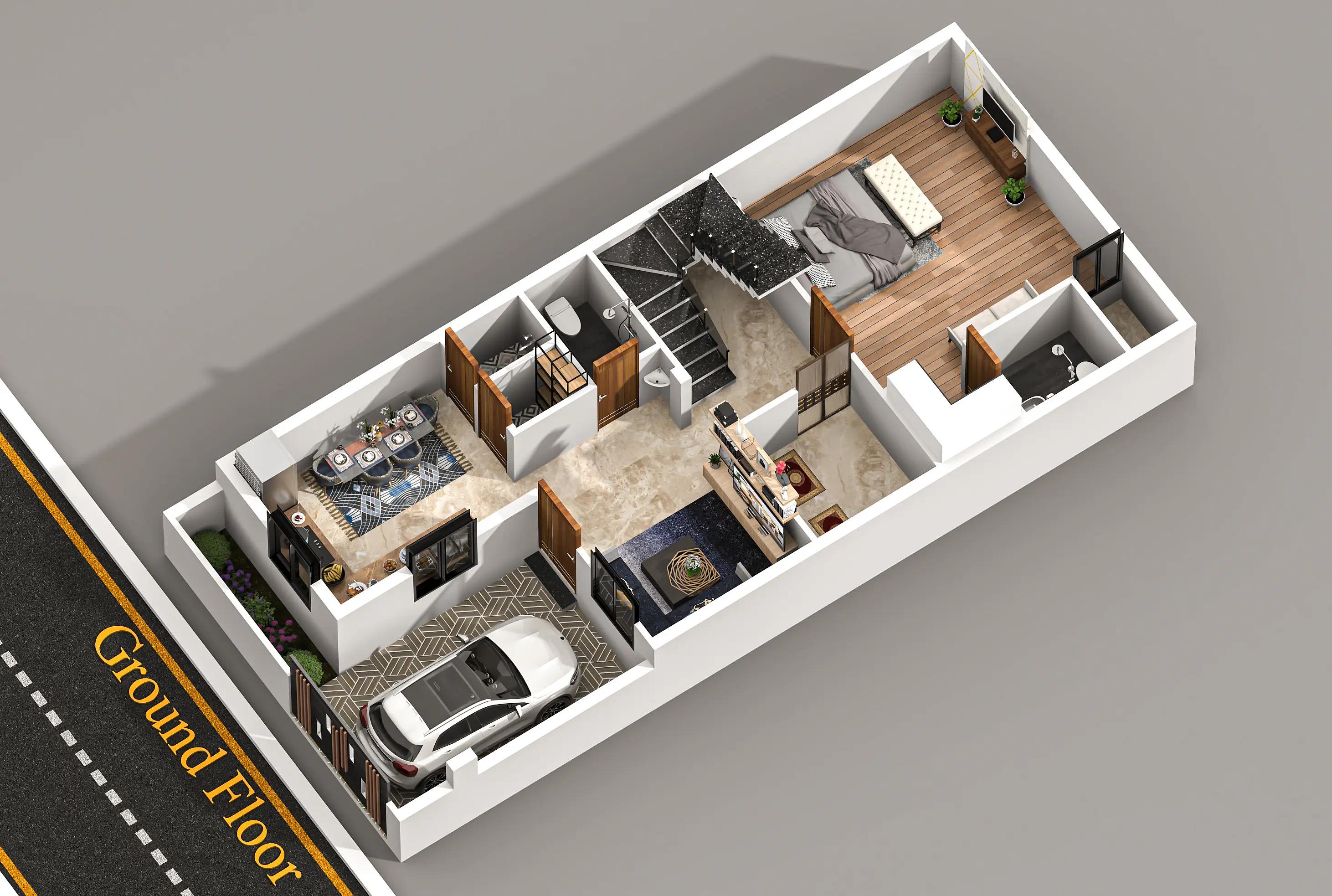22X50 House plan- 1100 sqft Residential house design At Bhopal thumbnail 2 — Project ID 8506