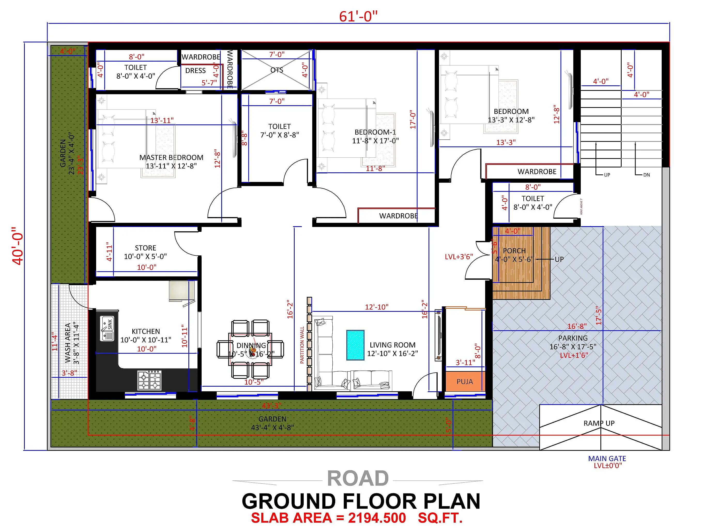 61X40 House plan- 2440 sqft Residential Cum Commercial house design At Singrauli thumbnail 2 — Project ID 8507