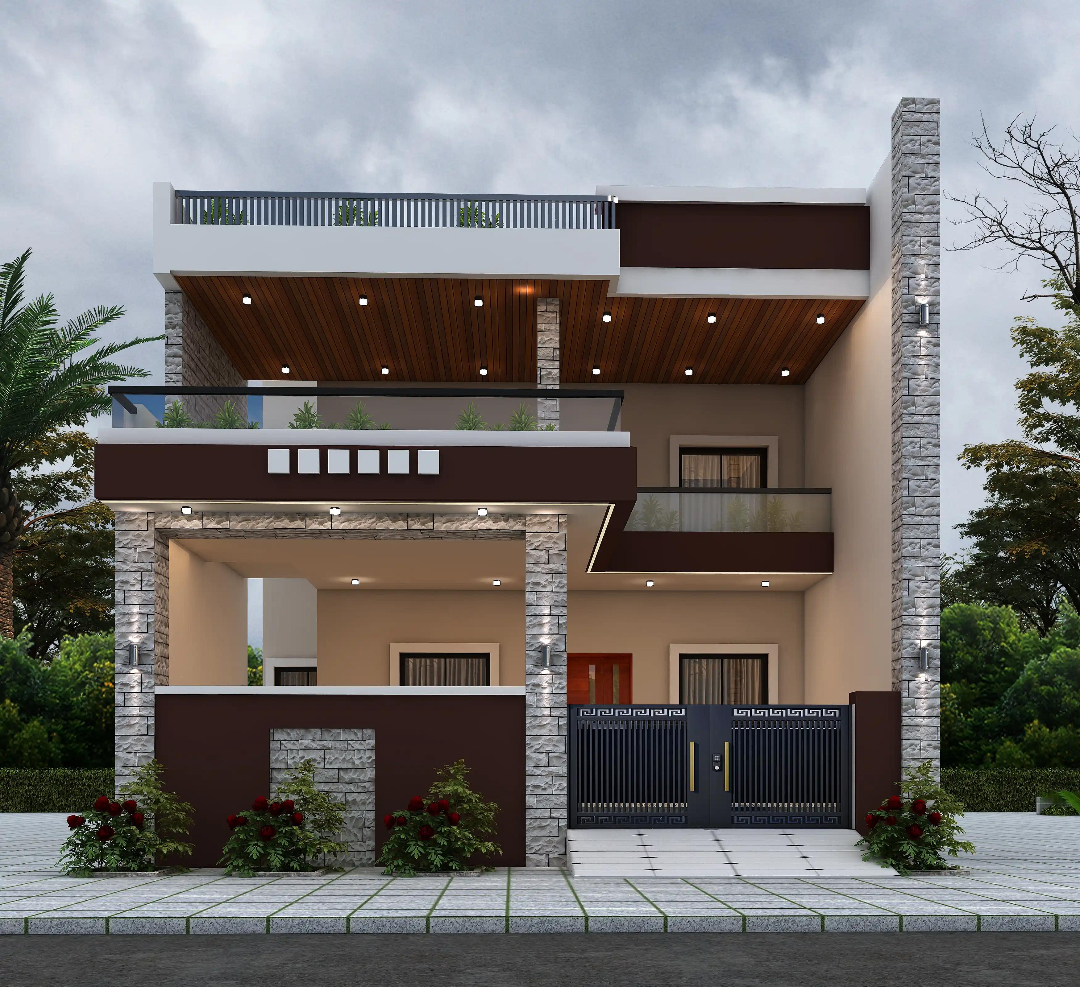 32X65 House plan- 2080 sqft Residential house design At Gurgaon thumbnail 1 — Project ID 8508