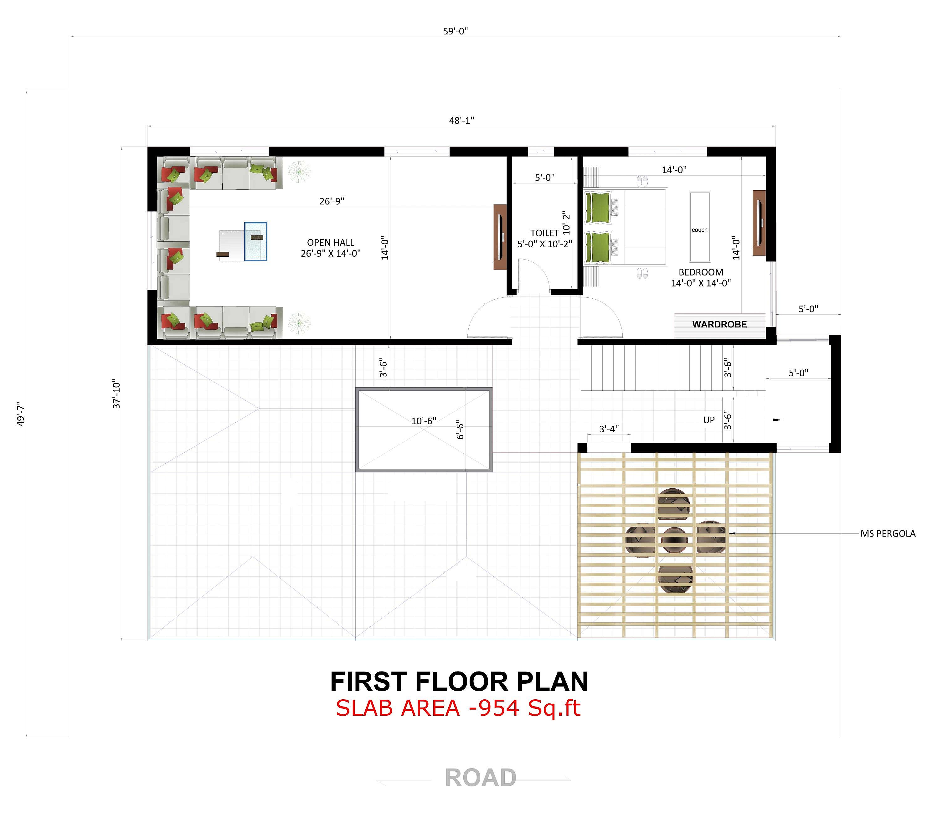 59X50 House plan- 2950 sqft Residential house design At Yadgiri thumbnail 3 — Project ID 8511