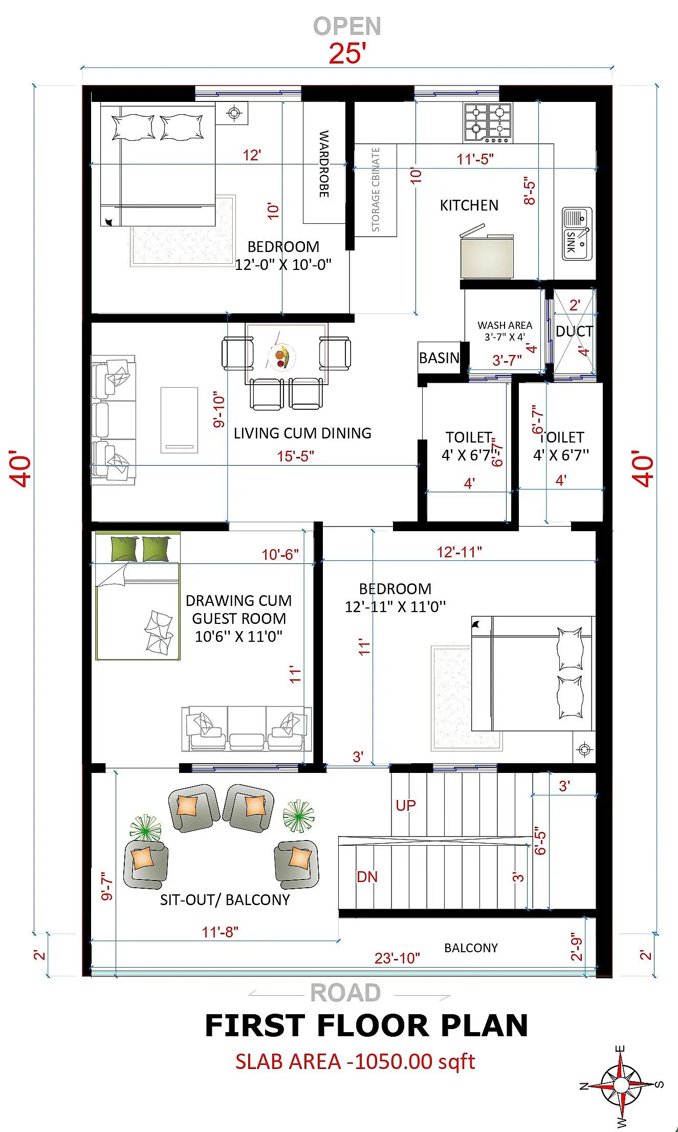 25X40 House plan- 1000 sqft Residential house design At Jaipur thumbnail 3 — Project ID 8513