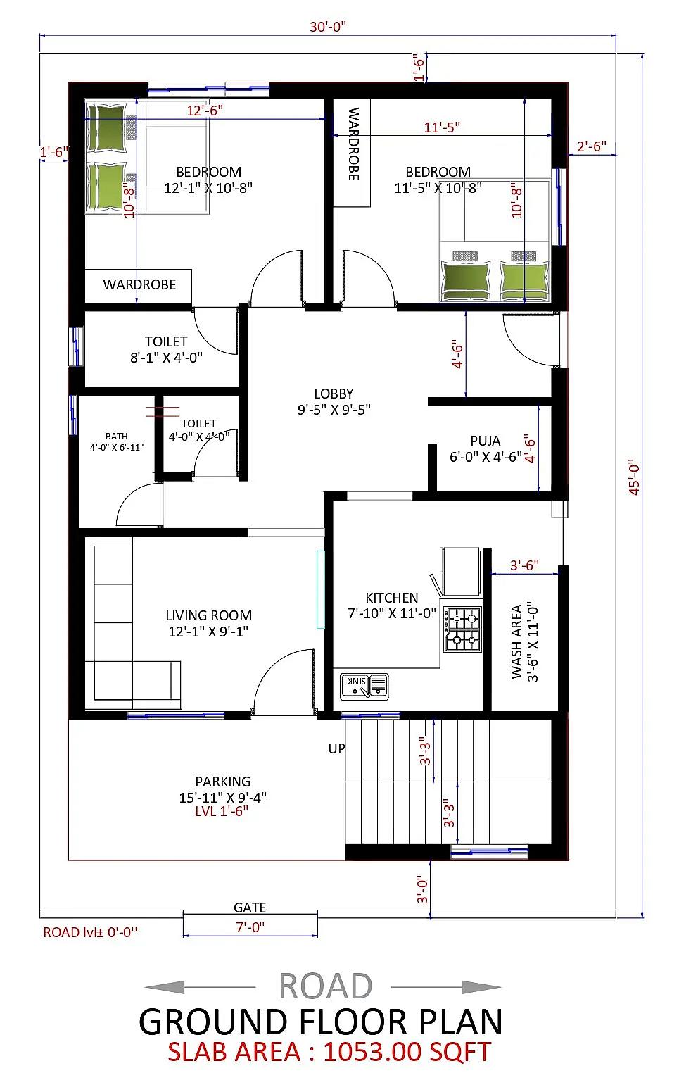 30X45 Residential With Rental Apartment plan- 1350 sqft Residential house design At Patna thumbnail 2 — Project ID 8514