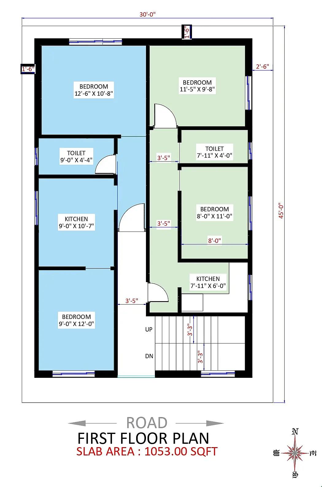 30X45 Residential With Rental Apartment plan- 1350 sqft Residential house design At Patna thumbnail 3 — Project ID 8514