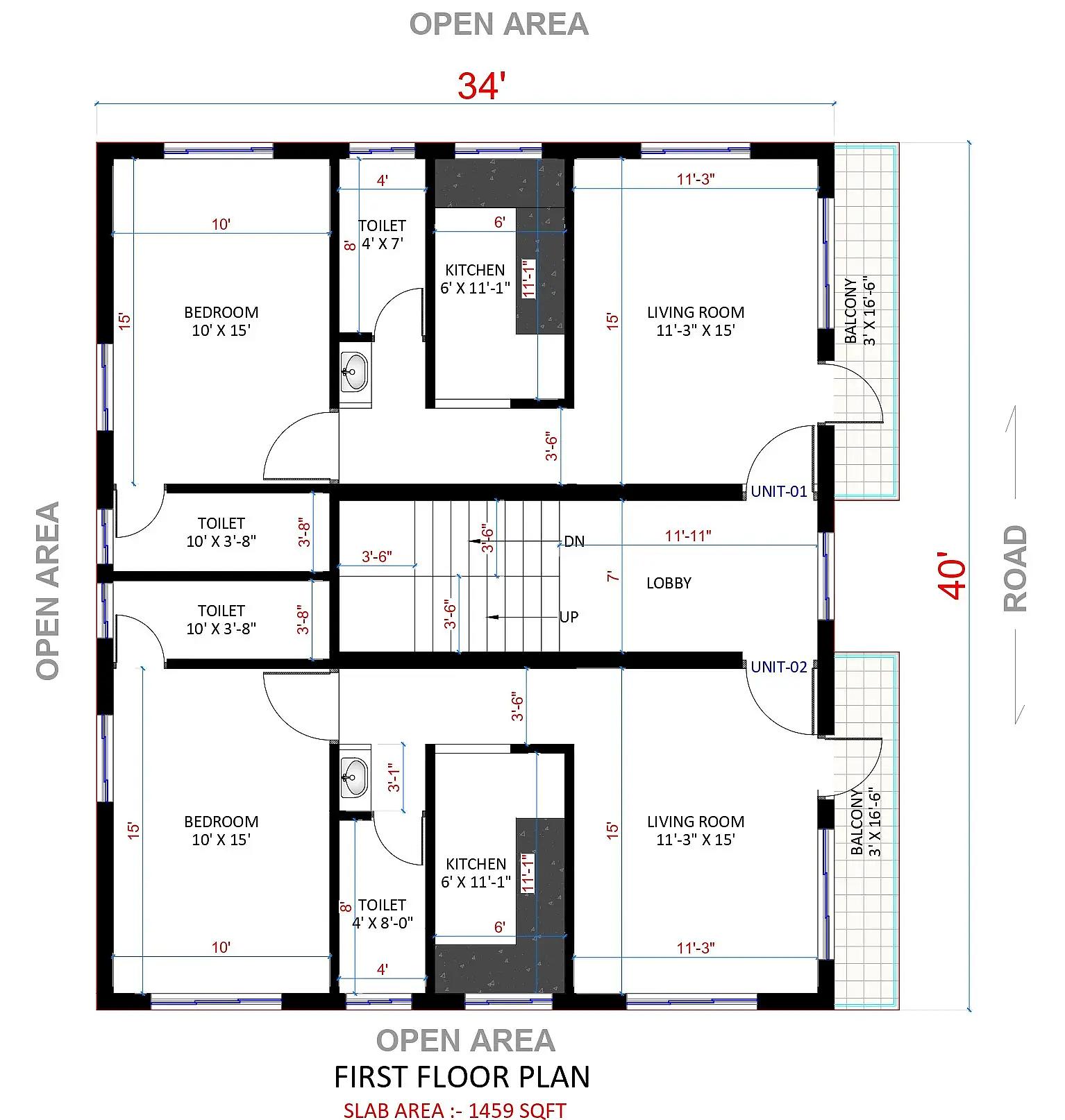40X34 House plan- 1360 sqft Residential house design At Thane thumbnail 3 — Project ID 8520