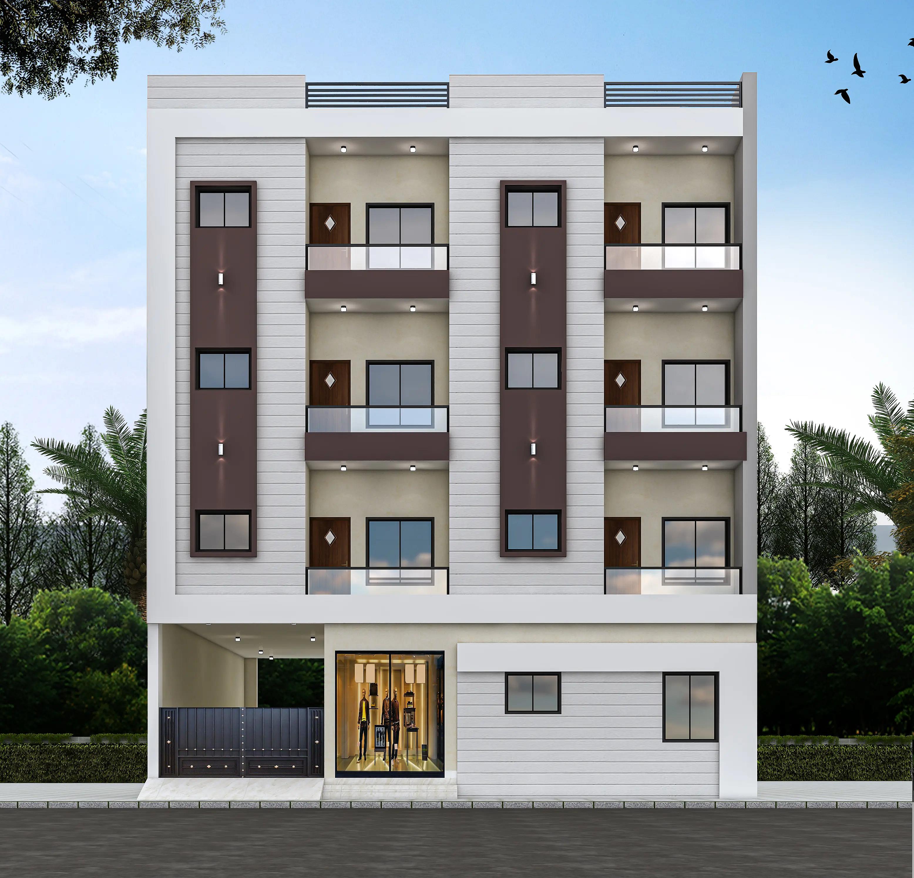43X45 Apartment plan- 1935 sqft Residential house design At Gurgaon thumbnail 1 — Project ID 8521