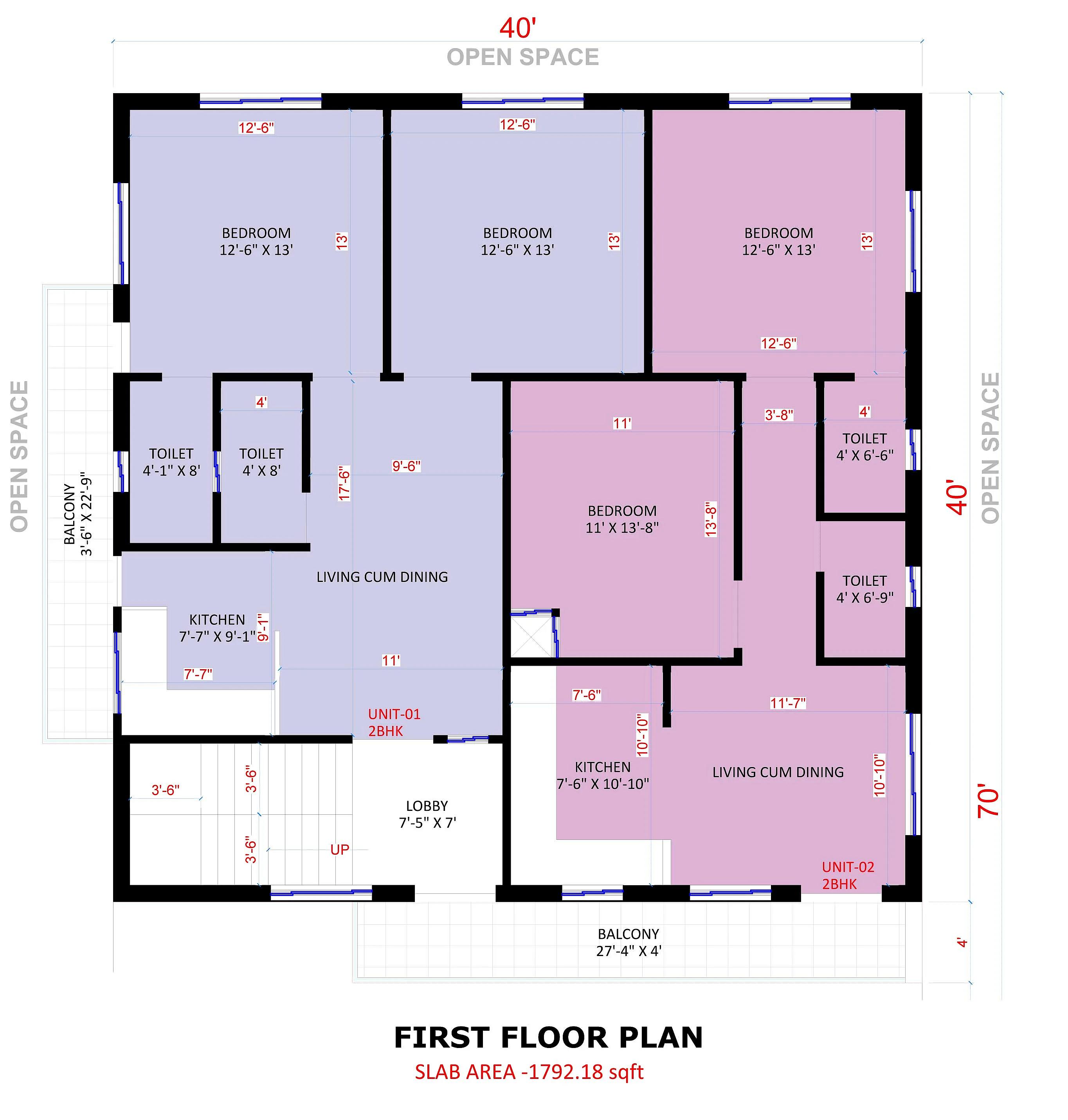 40X70 House plan- 2800 sqft Residential Cum Commercial house design At Ranchi thumbnail 3 — Project ID 8525