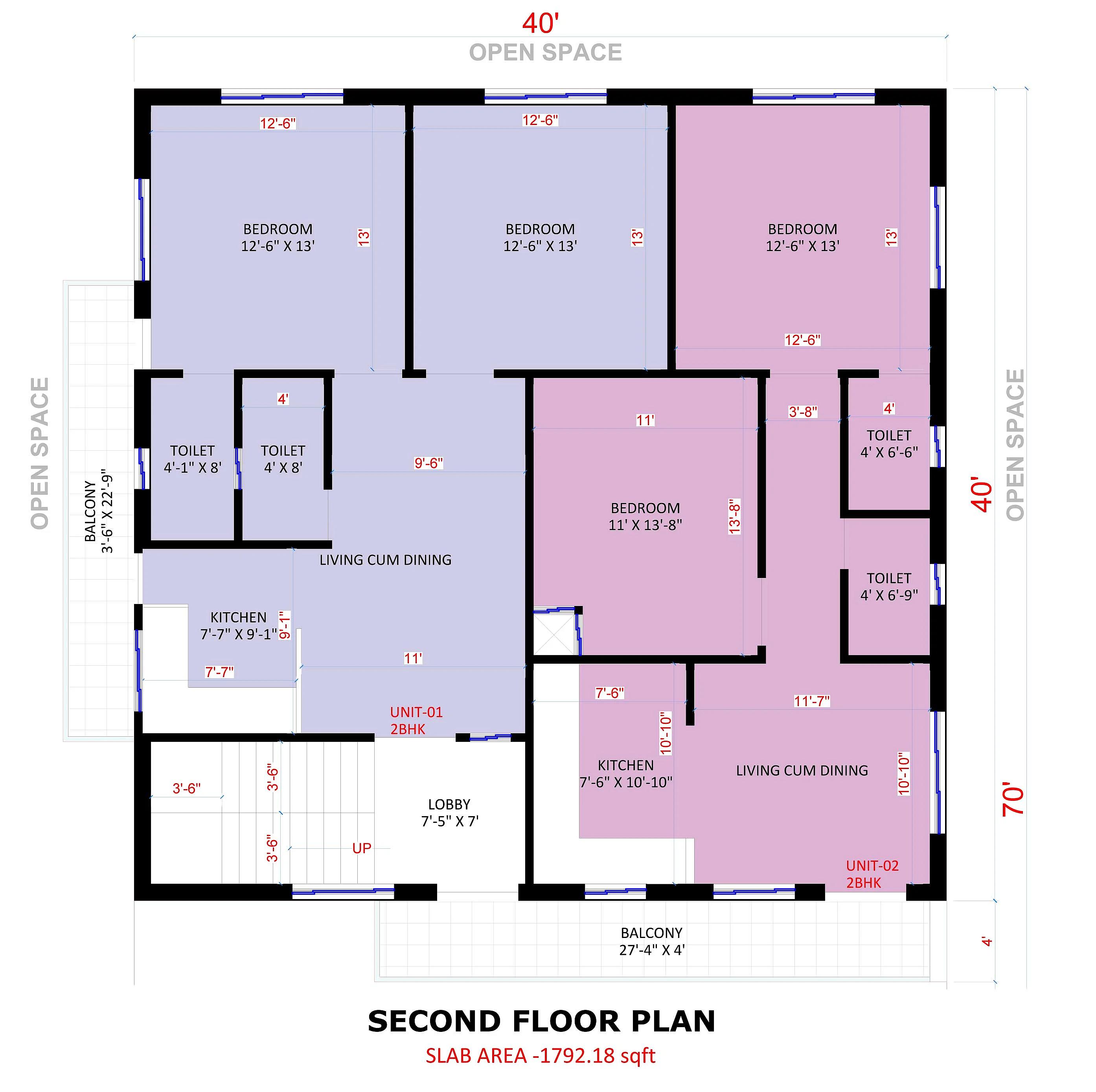 40X70 House plan- 2800 sqft Residential Cum Commercial house design At Ranchi thumbnail 4 — Project ID 8525