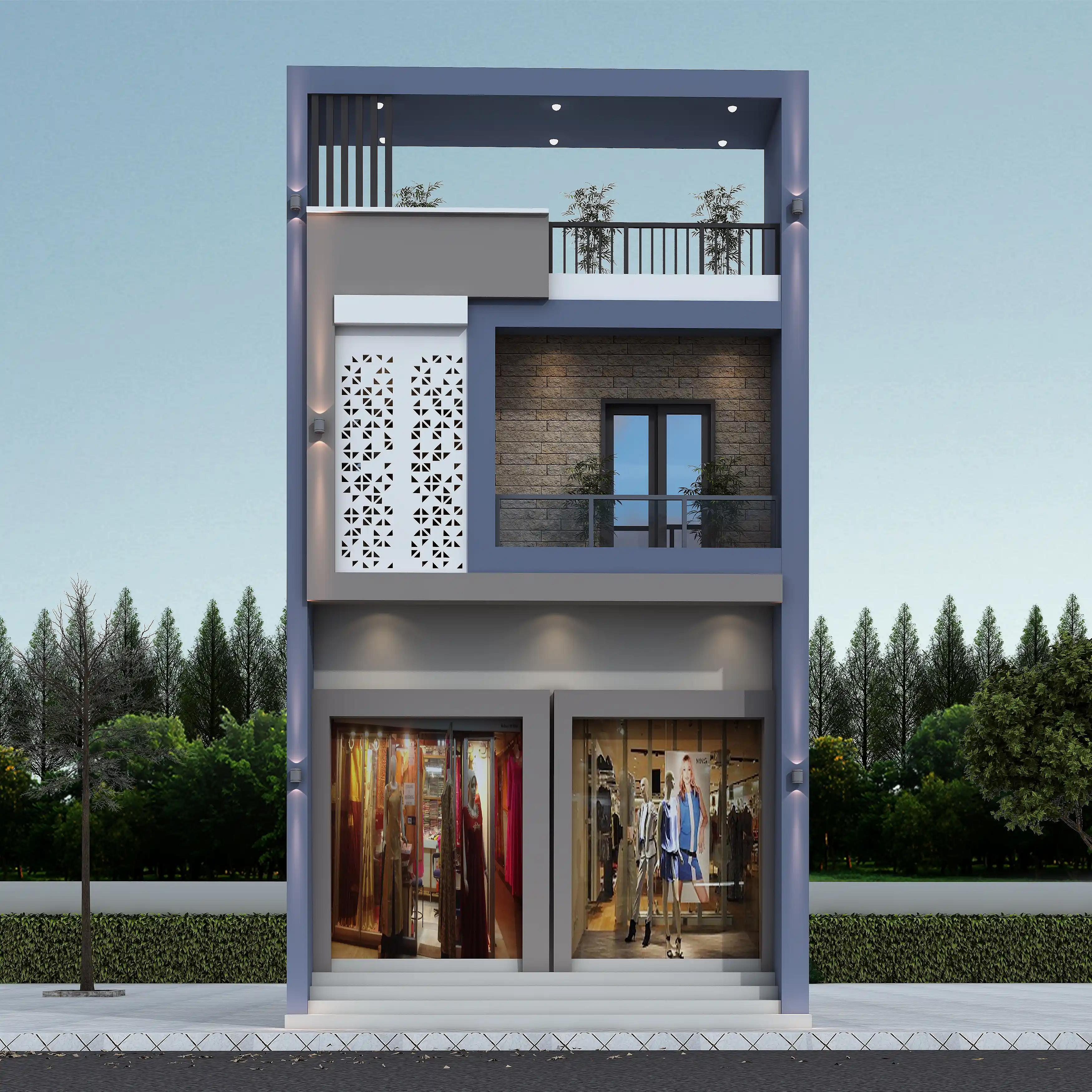 19X30 House With Shop plan- 570 sqft Residential Cum Commercial house design At Vapi thumbnail 1 — Project ID 8526