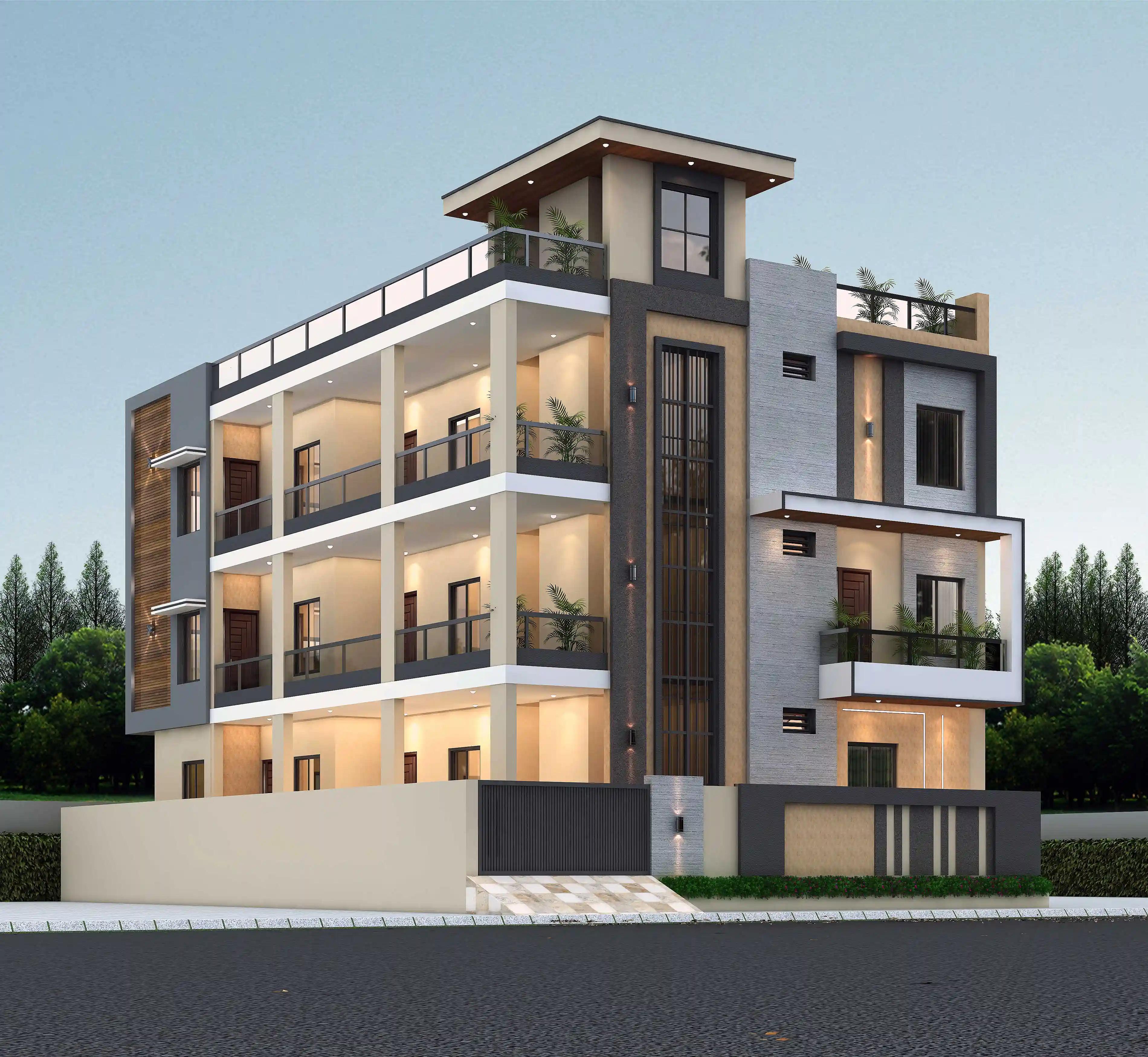 40X60 Apartment plan- 2400 sqft Residential Cum Commercial house design At Hosur — photo 1 — Project ID 8529