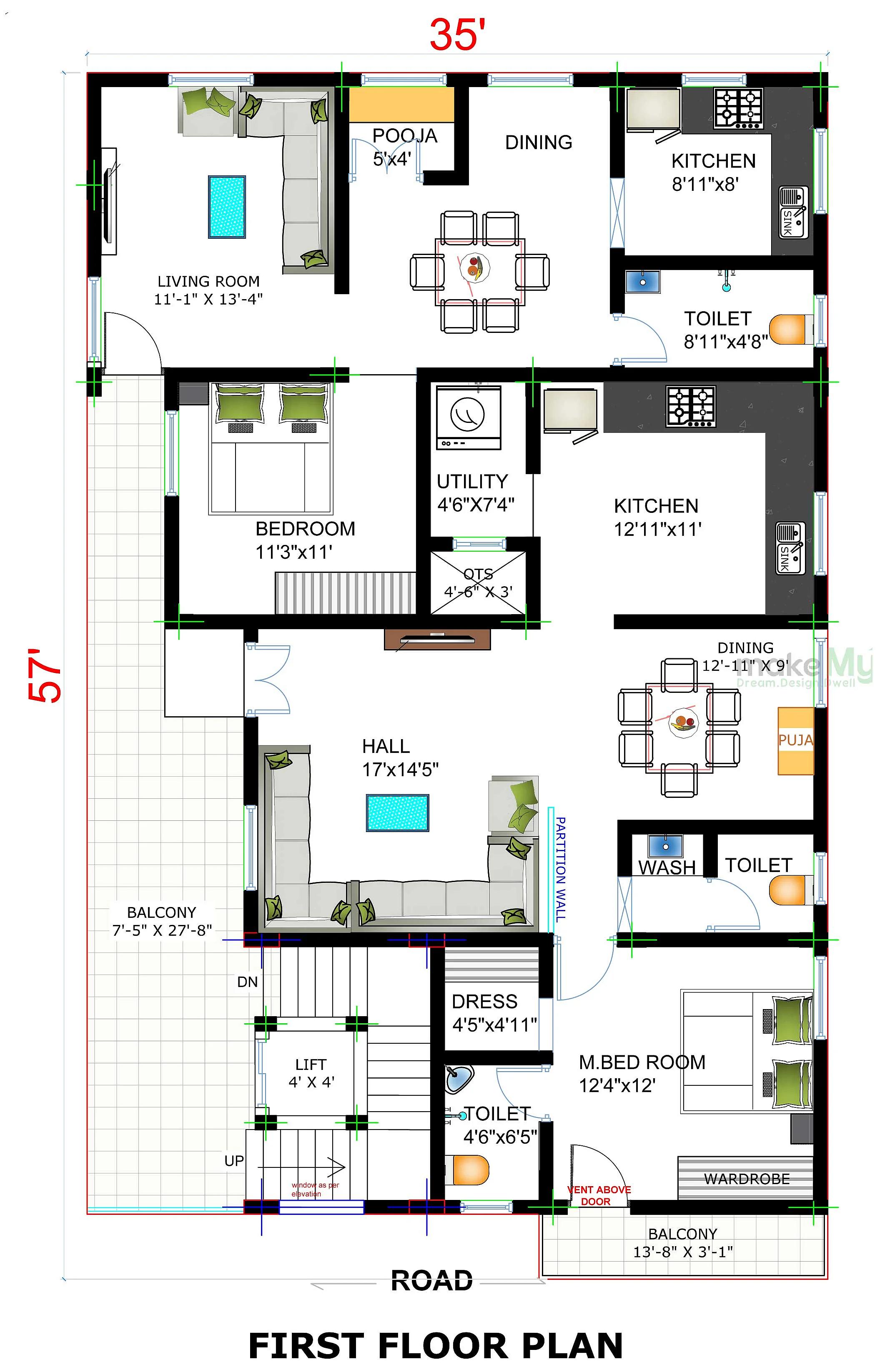 40X60 Apartment plan- 2400 sqft Residential Cum Commercial house design At Hosur thumbnail 3 — Project ID 8529