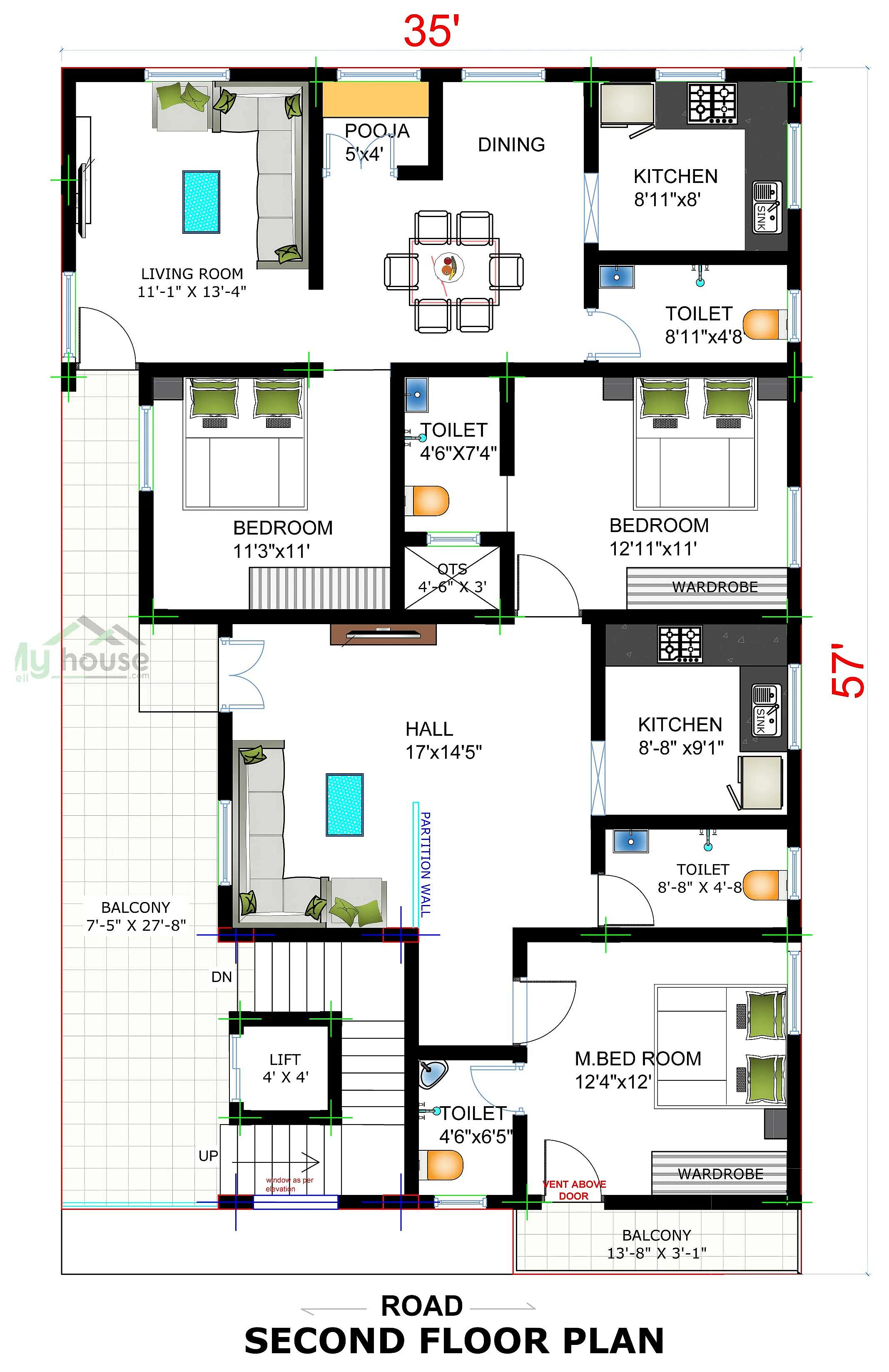 40X60 Apartment plan- 2400 sqft Residential Cum Commercial house design At Hosur thumbnail 4 — Project ID 8529