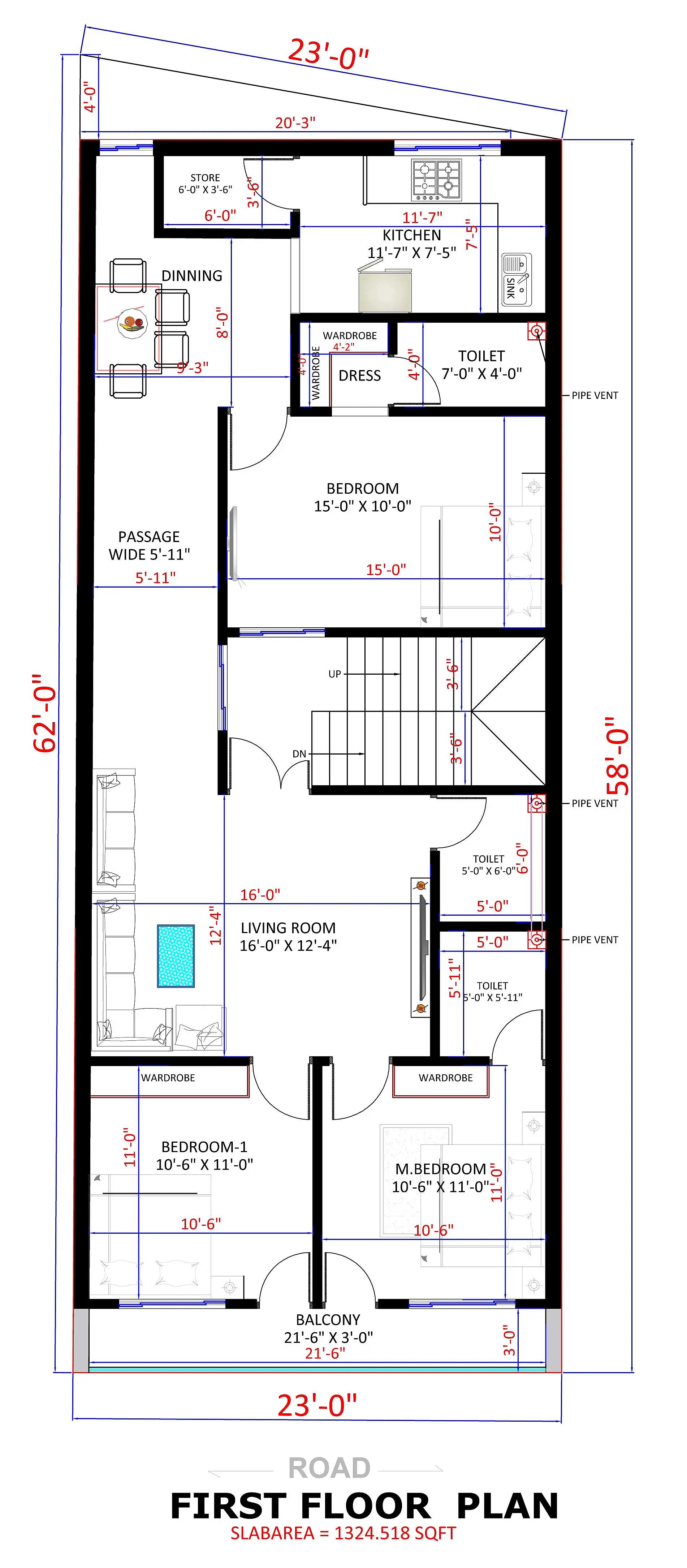 23X60 House plan- 1380 sqft Residential Cum Commercial house design At Mumbai thumbnail 3 — Project ID 8530