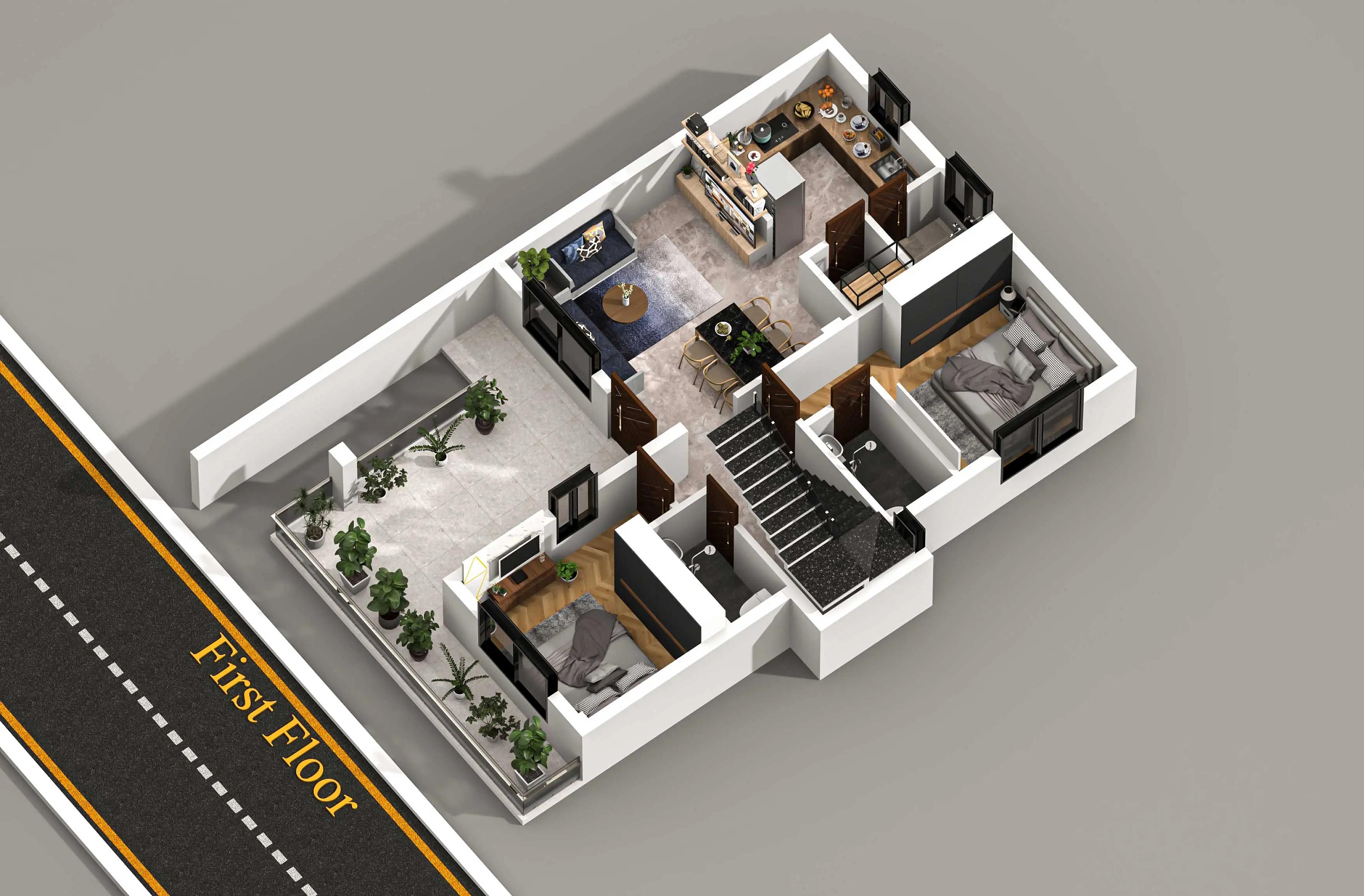 31X48 House plan- 1488 sqft Residential house design At Dehradun thumbnail 5 — Project ID 8532