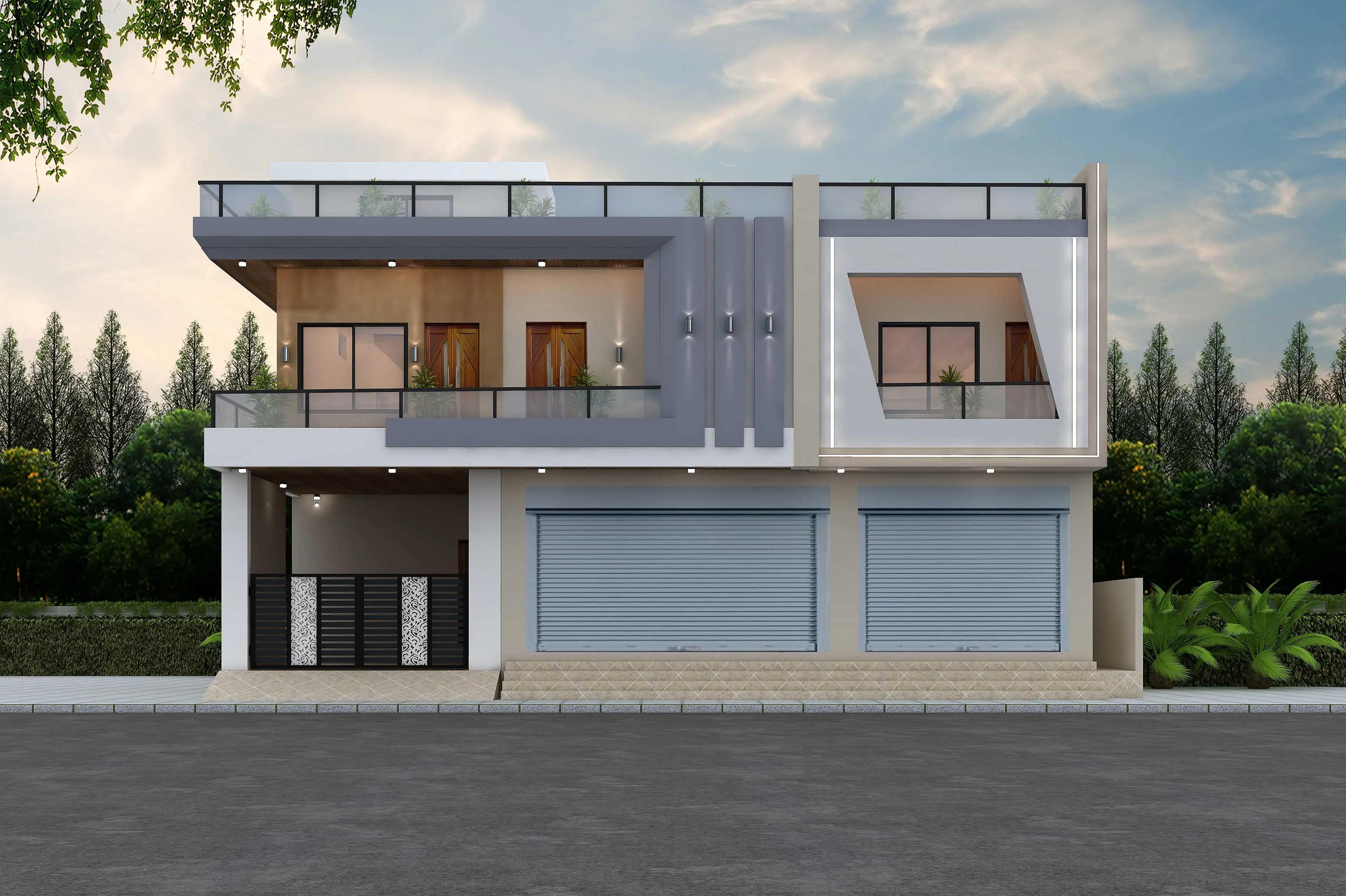 50X40 House with Gym plan- 2000 sqft Residential Cum Commercial house design At Allapalli thumbnail 1 — Project ID 8536