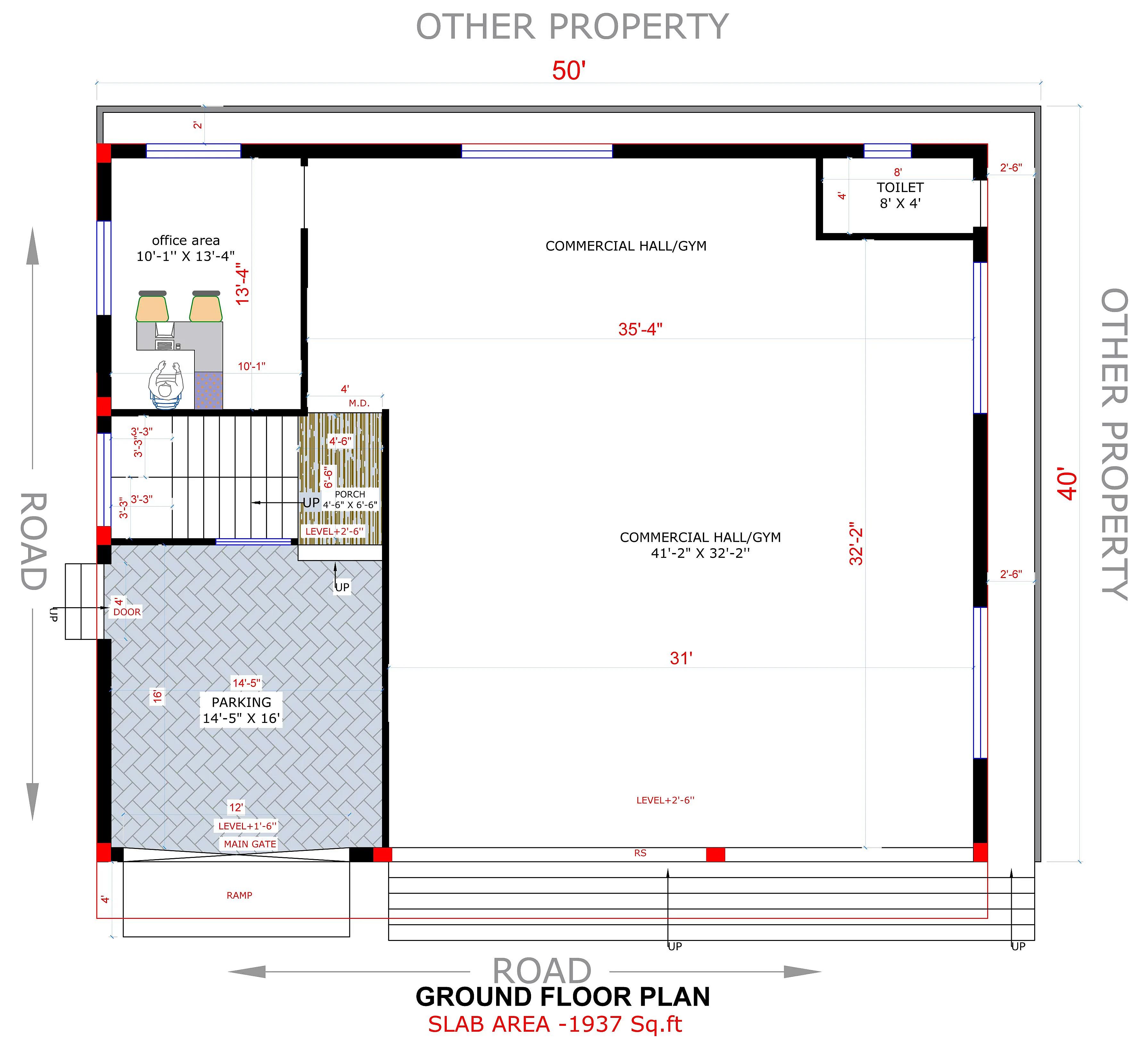 50X40 House with Gym plan- 2000 sqft Residential Cum Commercial house design At Allapalli thumbnail 2 — Project ID 8536