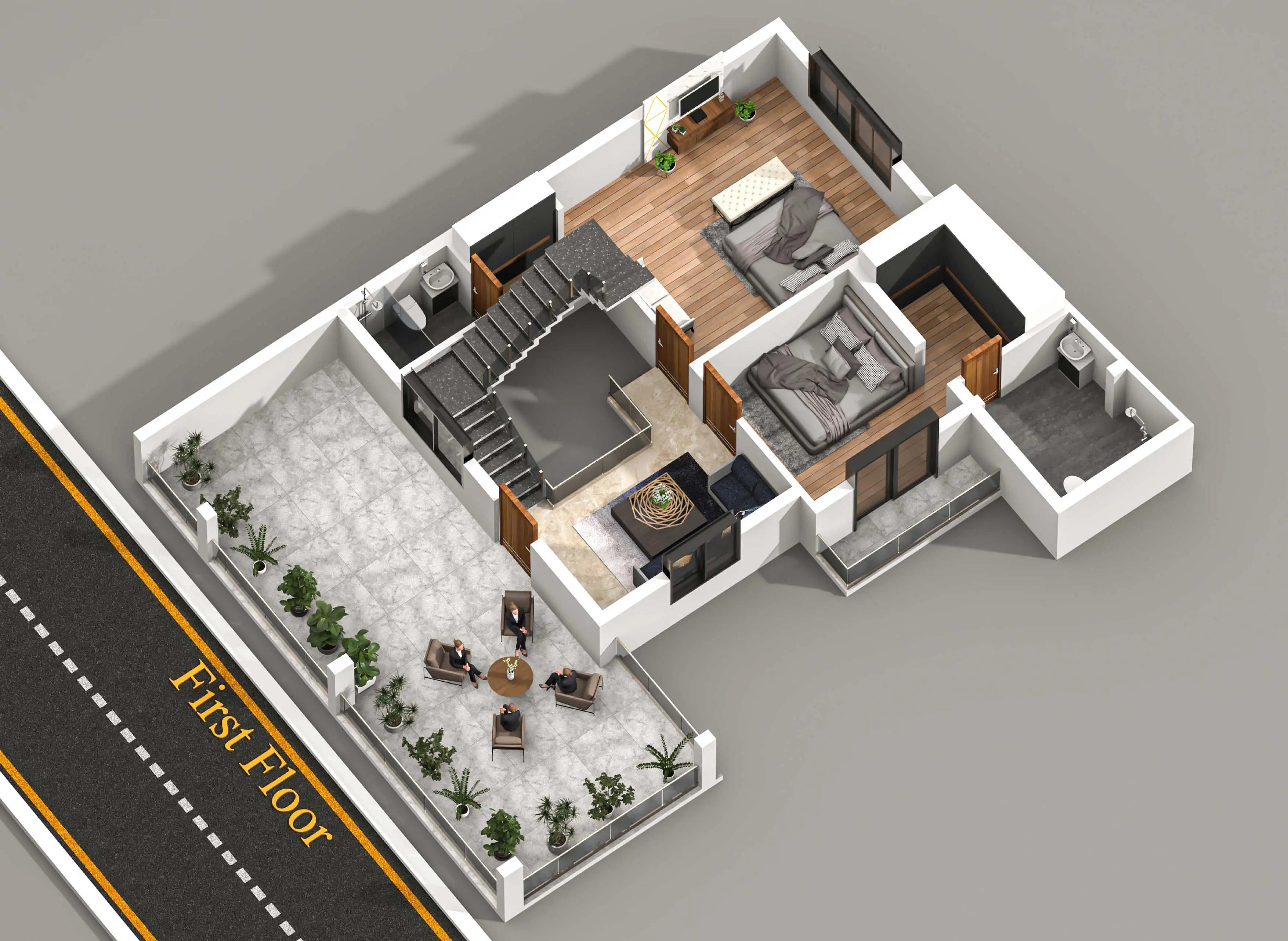 35X65 House plan- 2275 sqft Residential house design At Dholka thumbnail 3 — Project ID 8537