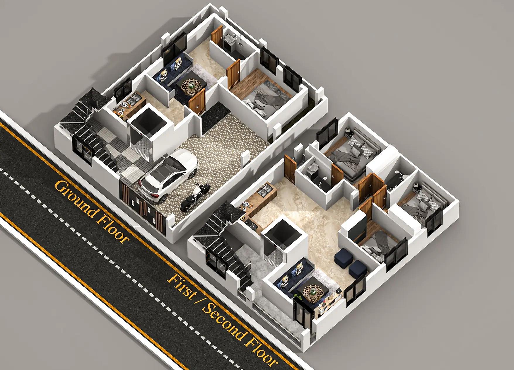 29X39 Apartment plan- 1131 sqft Residential house design At Bangalore thumbnail 2 — Project ID 8538