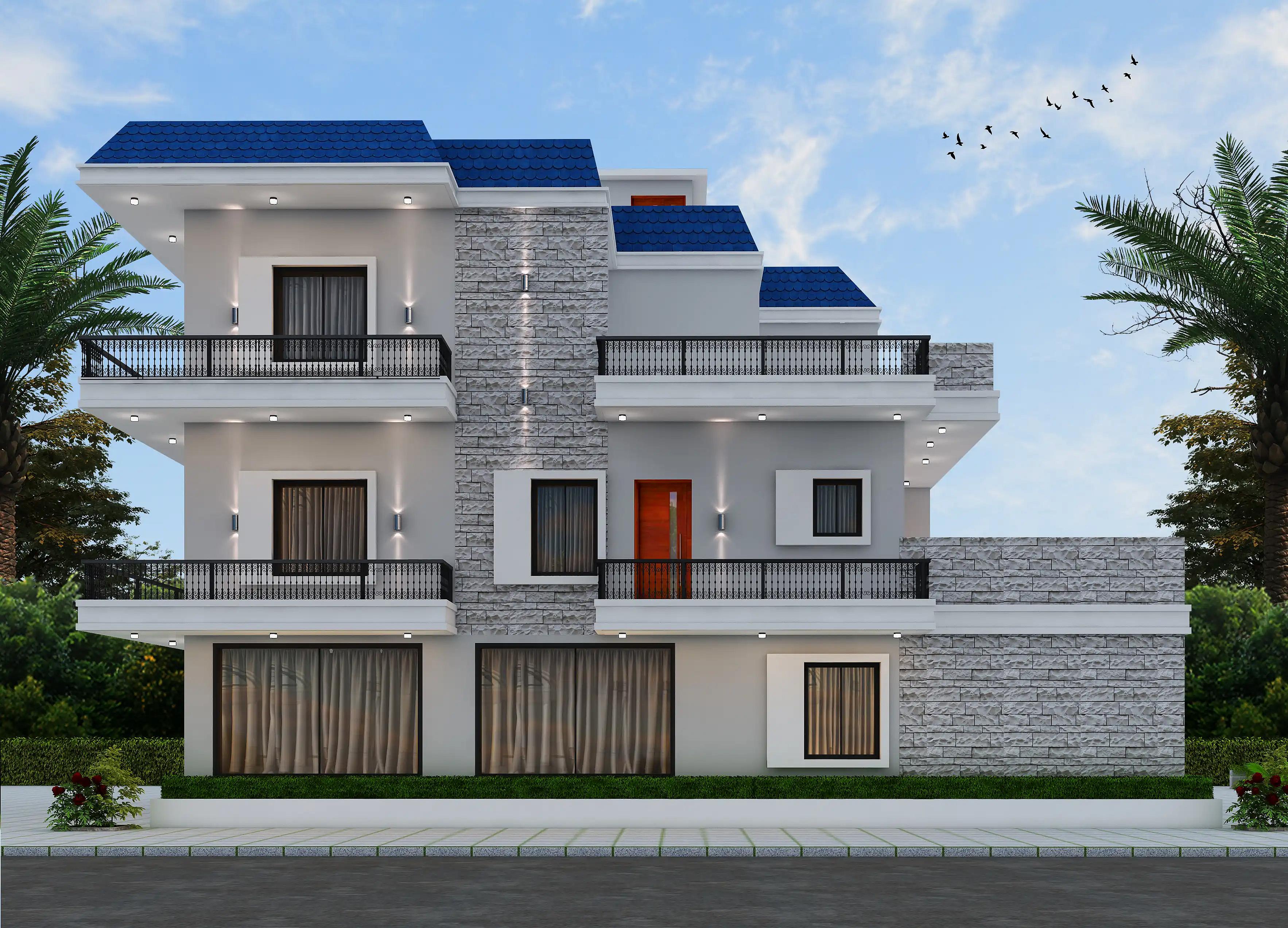 56X42 House with Gym plan- 2352 sqft Residential house design At Bilaspur thumbnail 1 — Project ID 8540