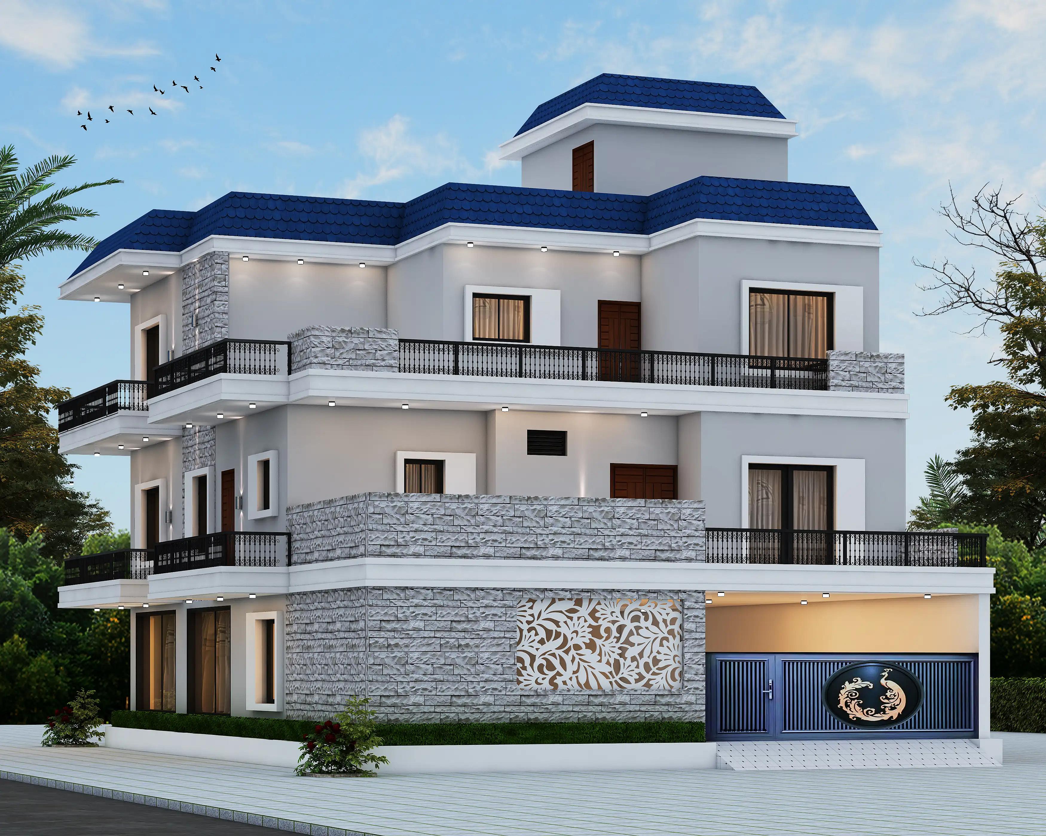 56X42 House with Gym plan- 2352 sqft Residential house design At Bilaspur thumbnail 2 — Project ID 8540
