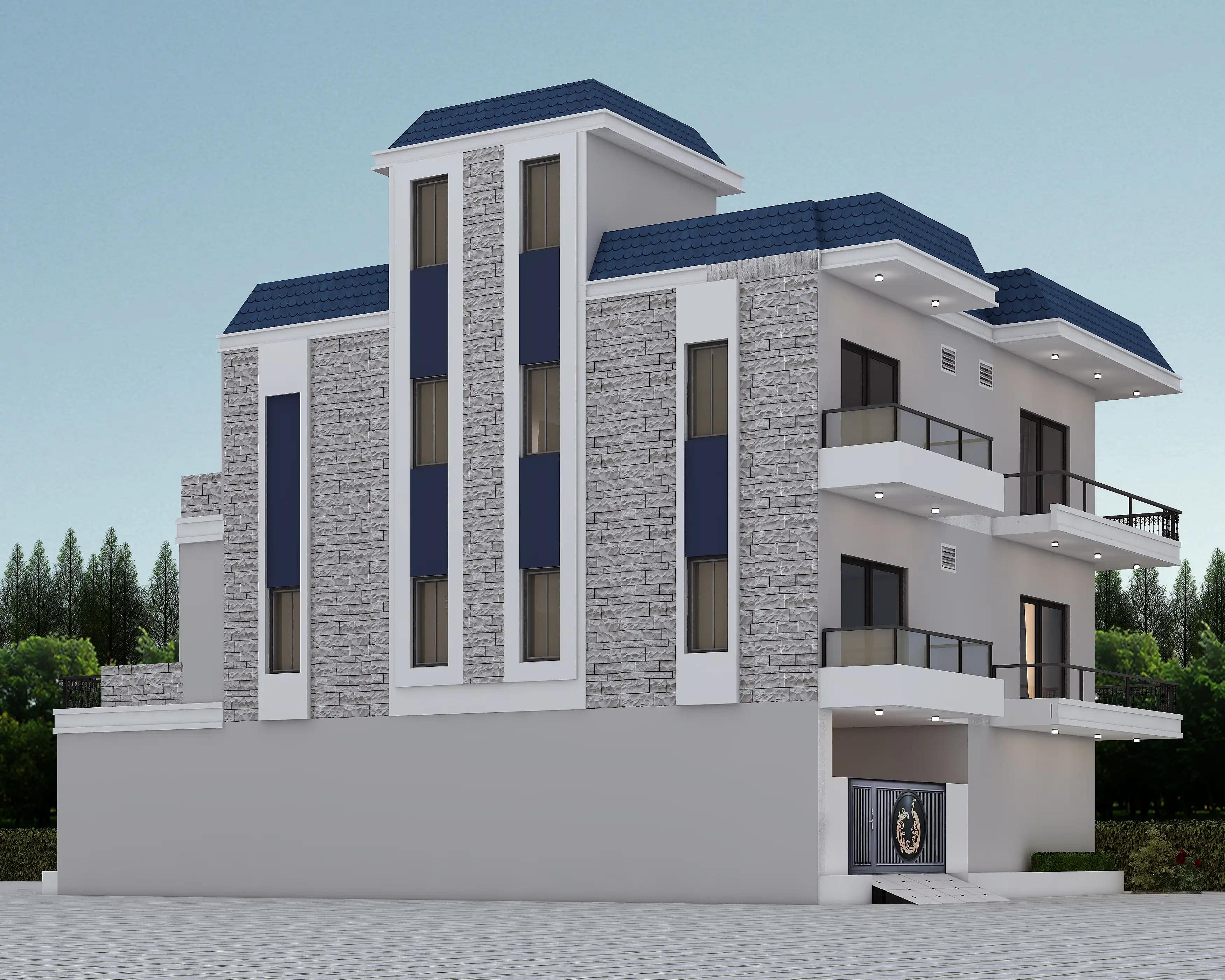 56X42 House with Gym plan- 2352 sqft Residential house design At Bilaspur thumbnail 3 — Project ID 8540