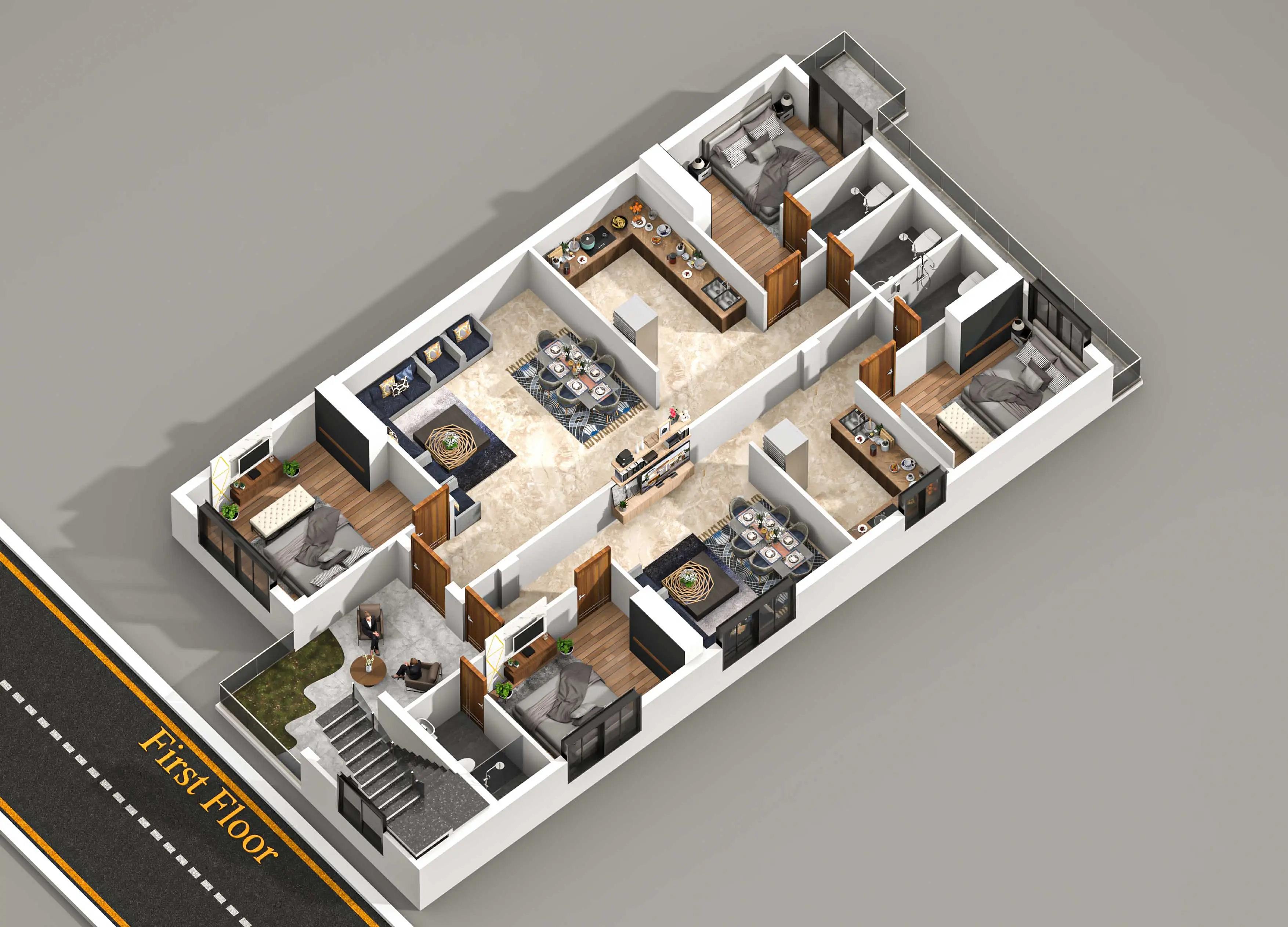 40X83 Apartment plan- 3320 sqft Residential Cum Commercial house design At Ambala thumbnail 4 — Project ID 8541