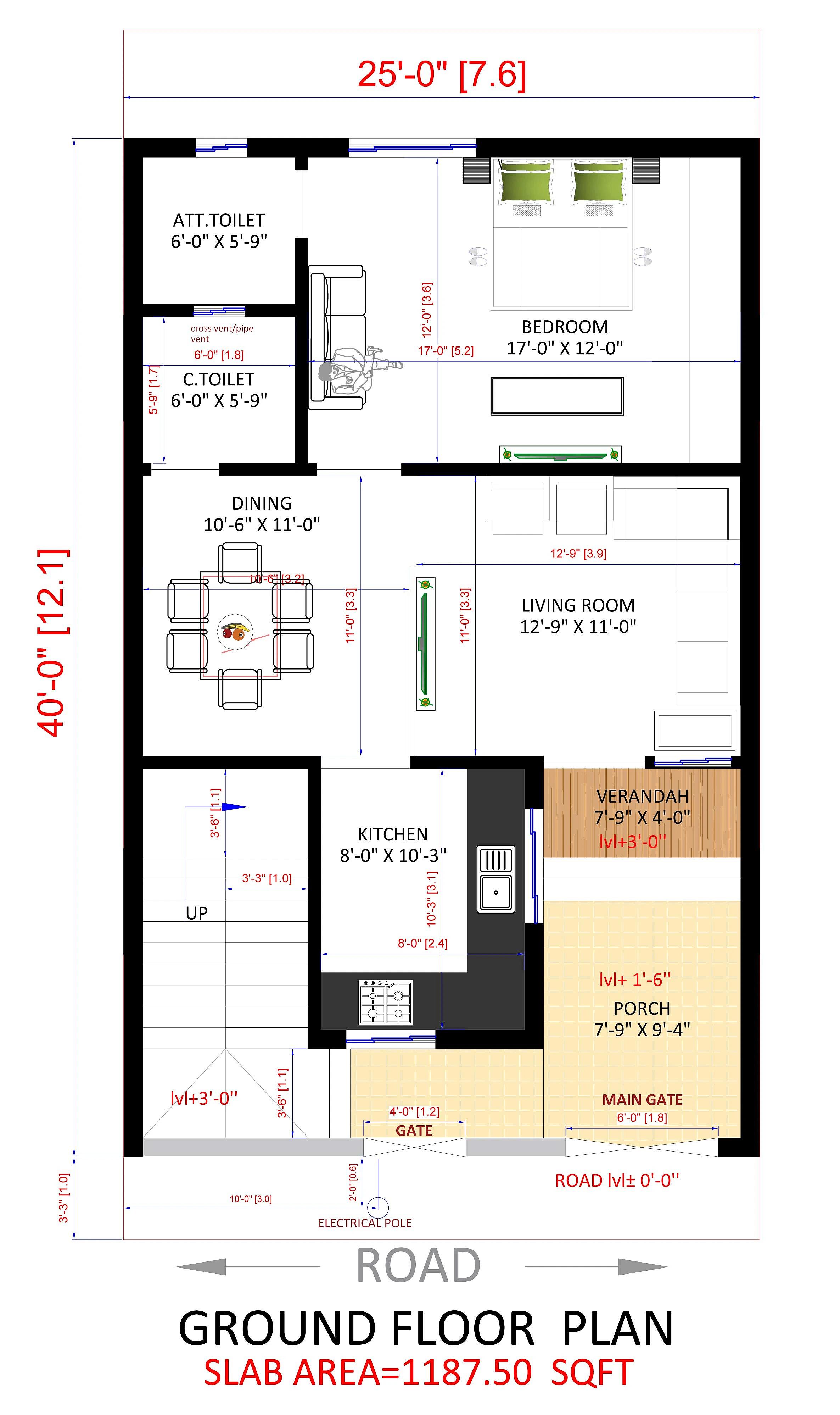 25X40 House plan- 1000 sqft Residential Cum Commercial house design At Nagpur thumbnail 2 — Project ID 8542