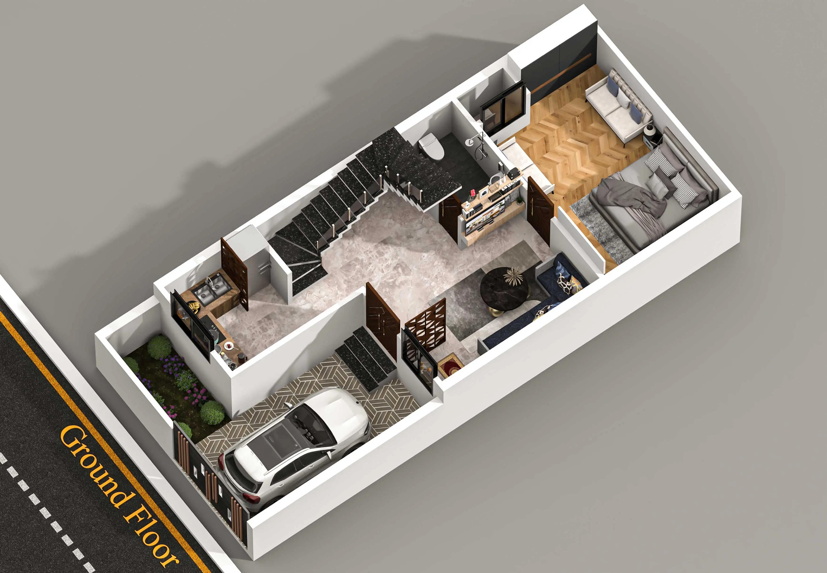 20X45 House plan- 900 sqft Residential house design At Ganaur thumbnail 2 — Project ID 8543