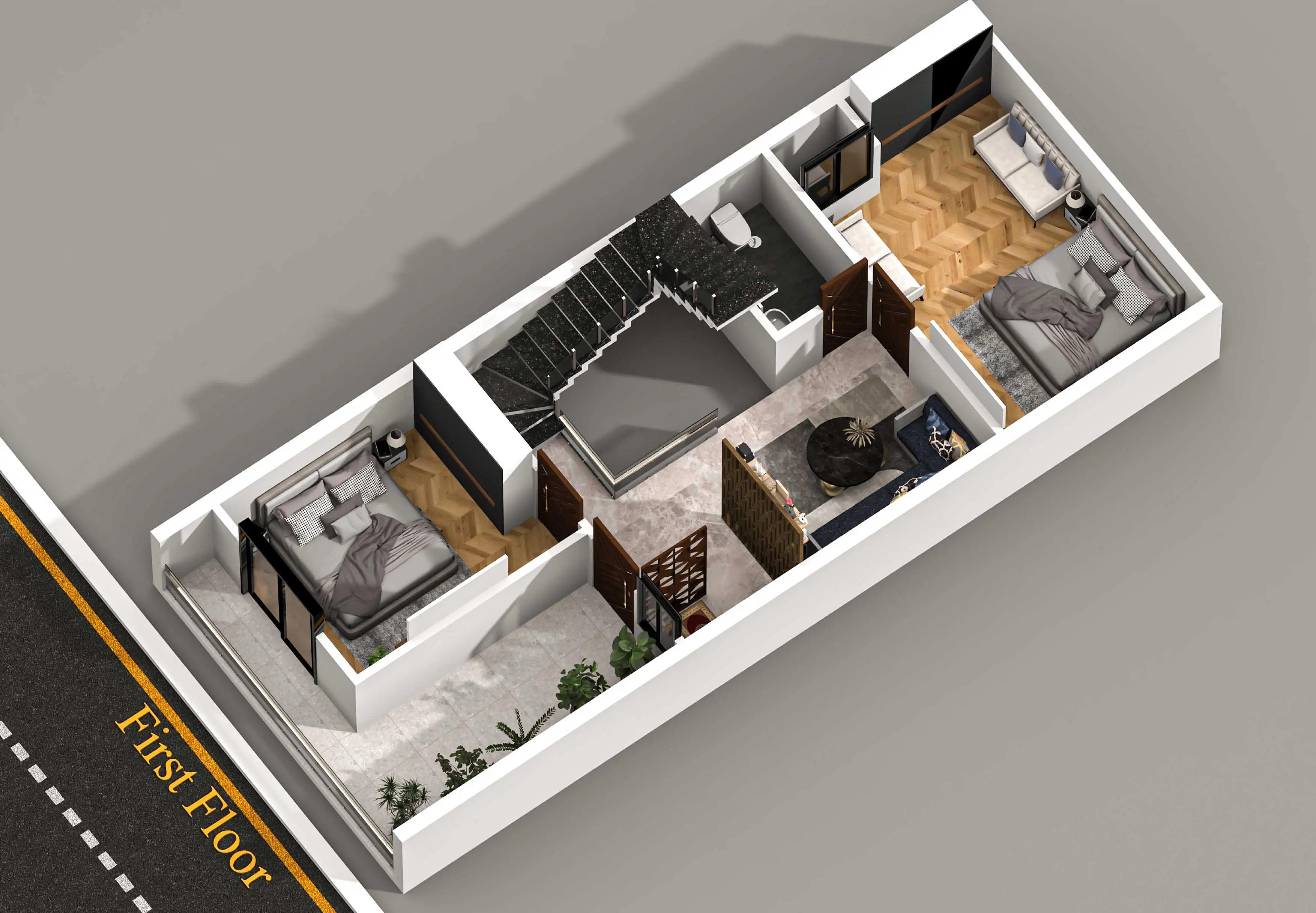 20X45 House plan- 900 sqft Residential house design At Ganaur thumbnail 3 — Project ID 8543