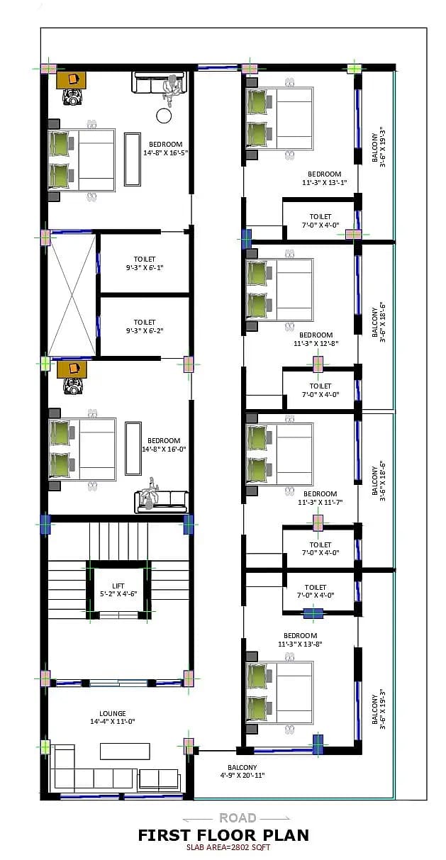 40X80 Residential With Rental Apartment plan- 3200 sqft Residential Cum Commercial house design At Lucknow thumbnail 4 — Project ID 8544