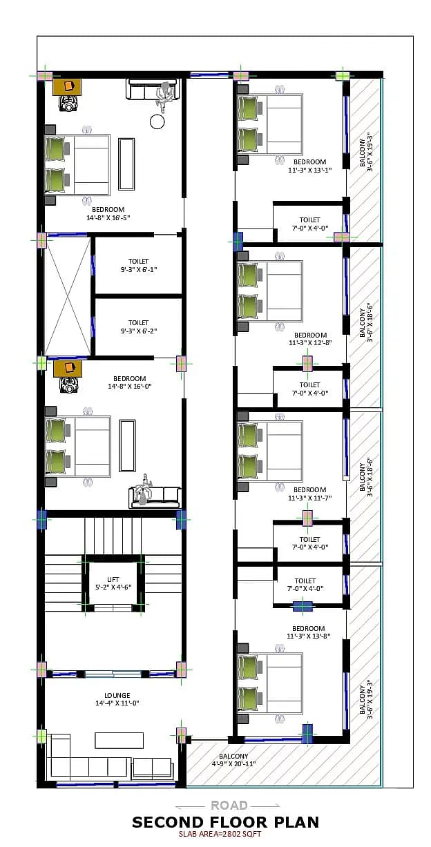 40X80 Residential With Rental Apartment plan- 3200 sqft Residential Cum Commercial house design At Lucknow thumbnail 5 — Project ID 8544